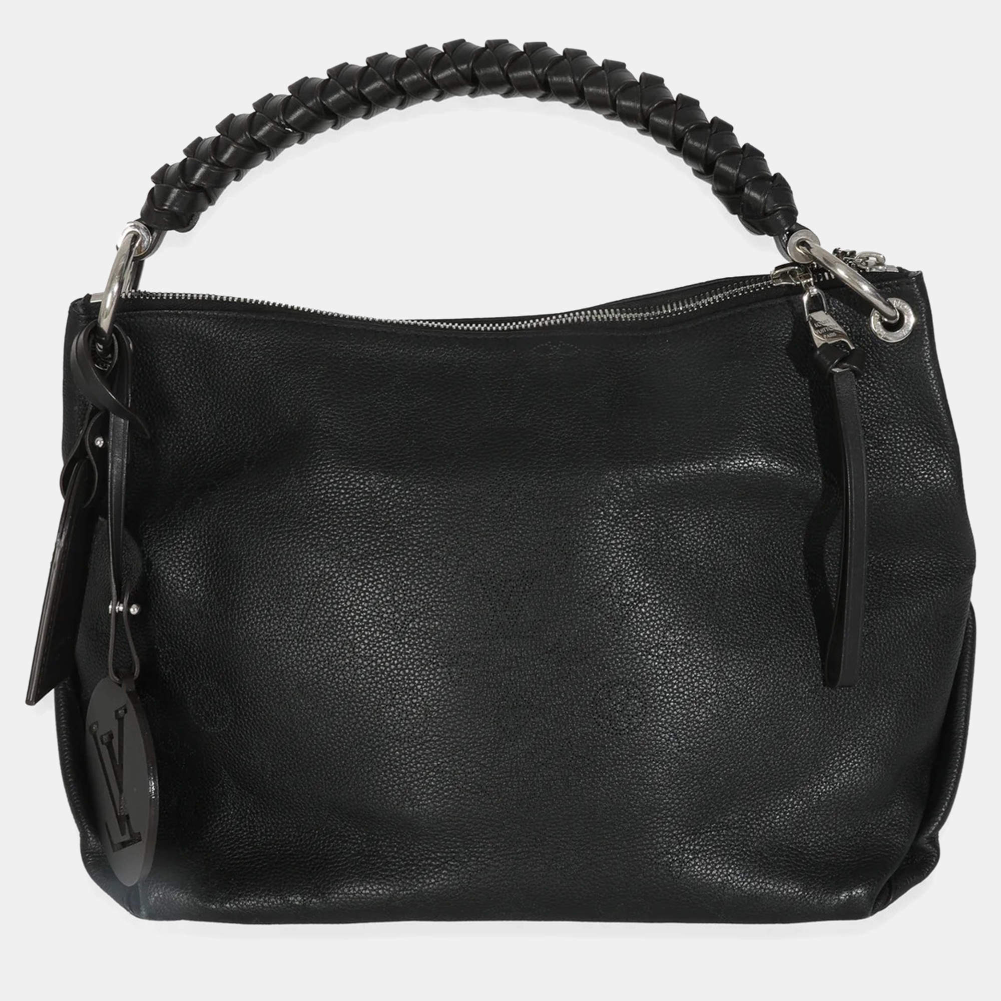Pre Owned Louis Vuitton Black Monogram Mahina Beaubourg Hobo MM