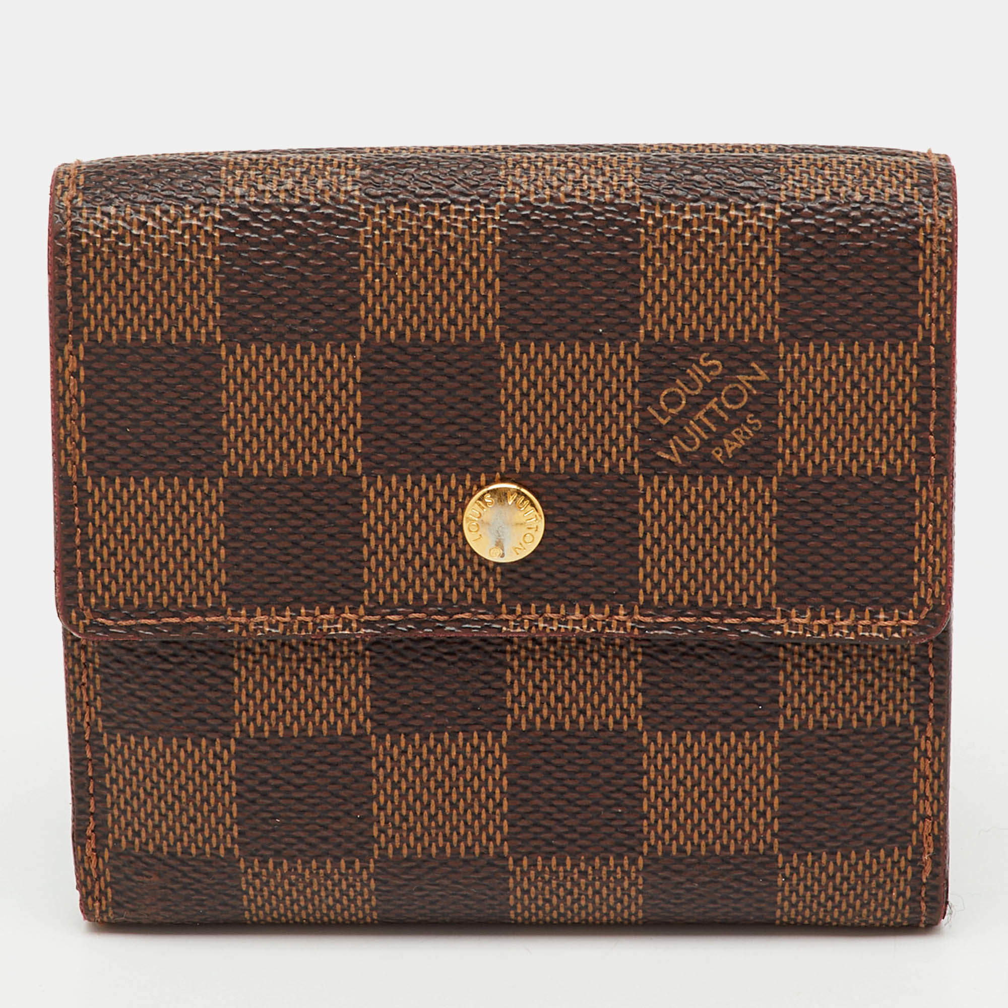 Pre Owned Louis Vuitton Damier Ebene Canvas Elise Wallet
