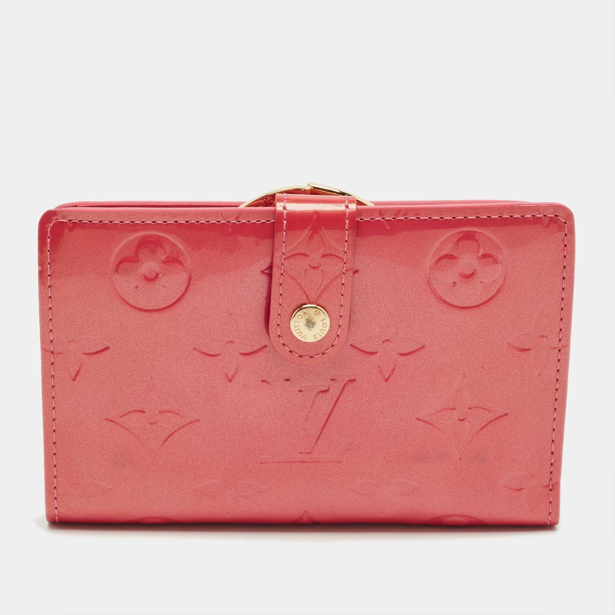 Pre Owned Louis Vuitton Framboise Monogram Vernis French Purse Wallet 