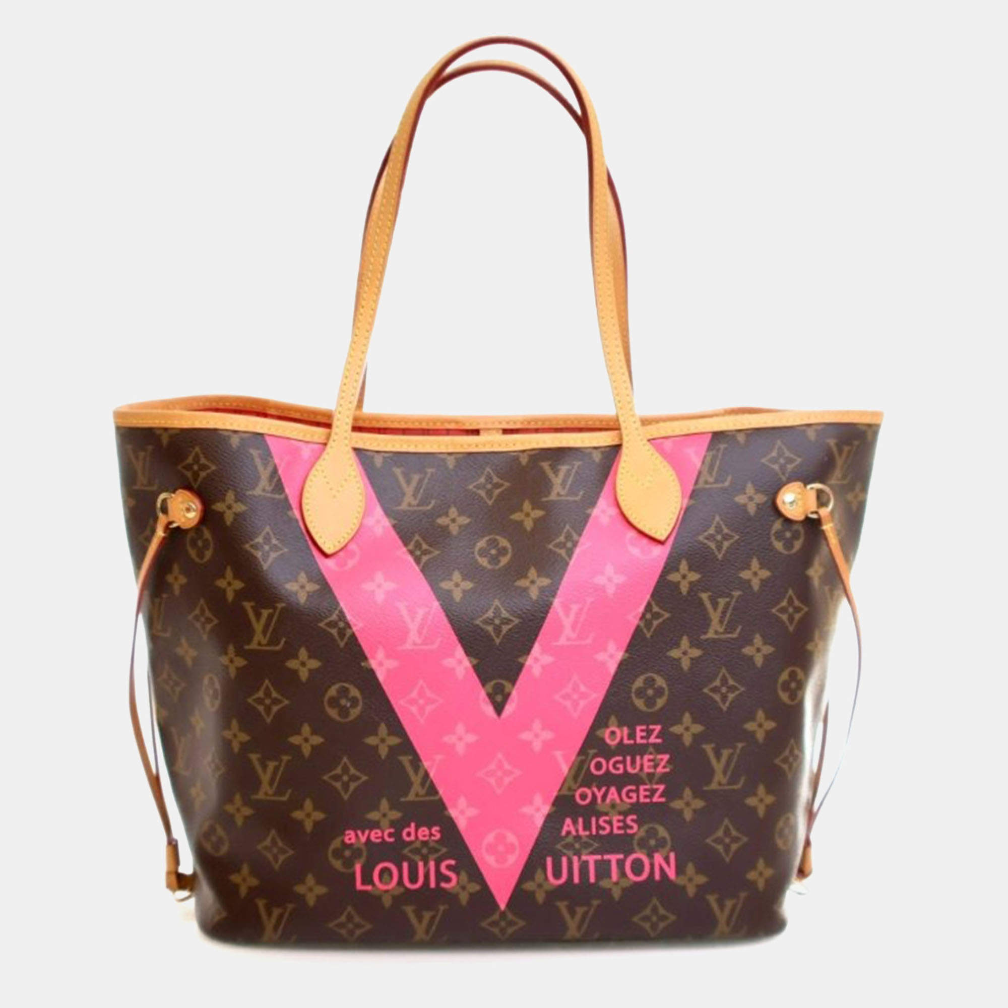 Pre Owned Louis Vuitton Brown Monogram V Neverfull MM