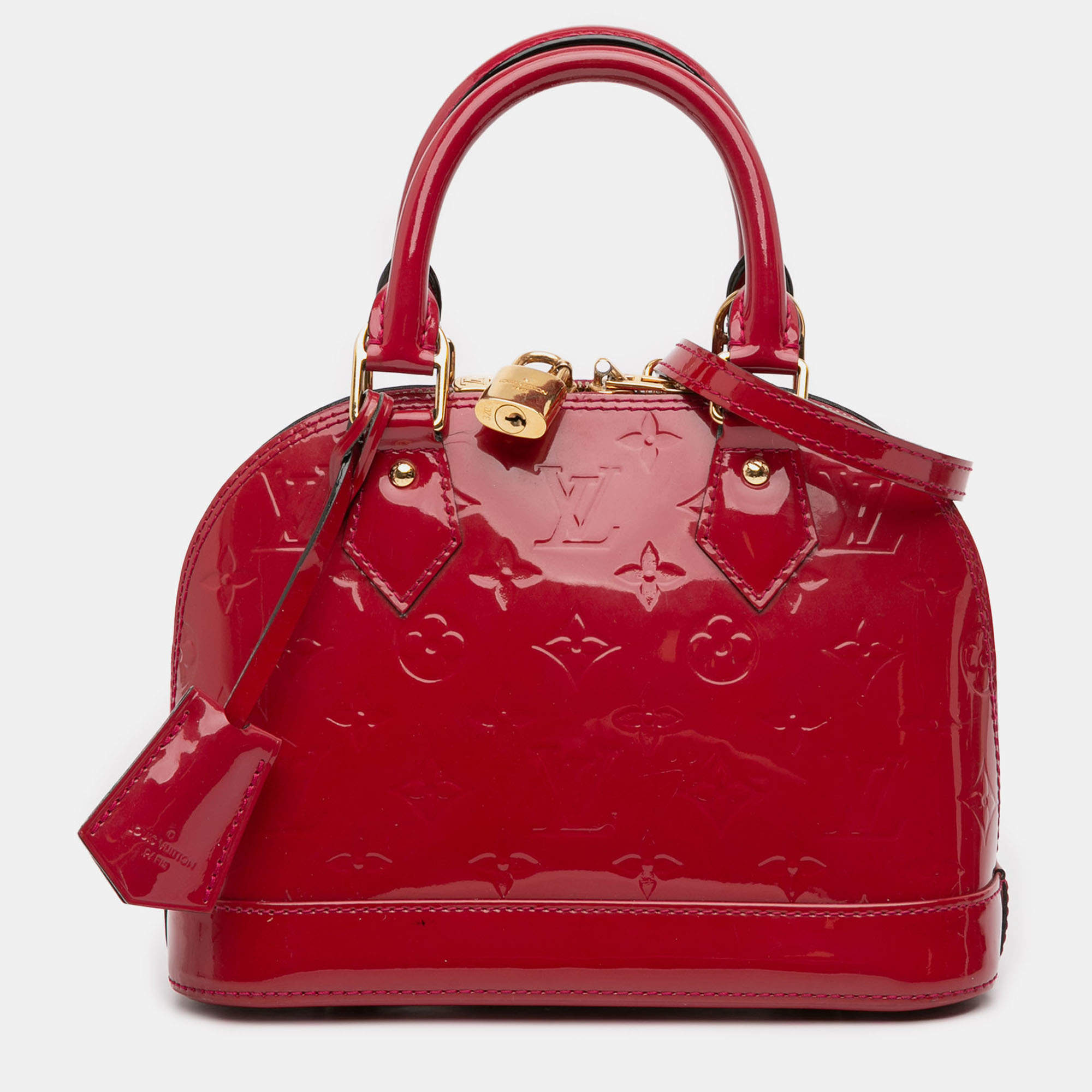 Pre Owned Louis Vuitton Red Monogram Vernis Alma BB