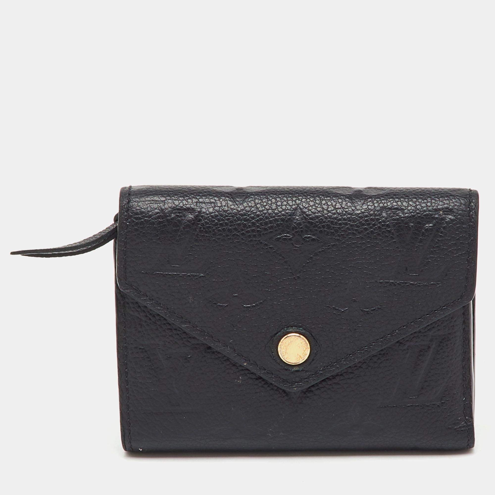 Pre Owned Louis Vuitton Black Monogram Empreinte Leather Victorine Wallet