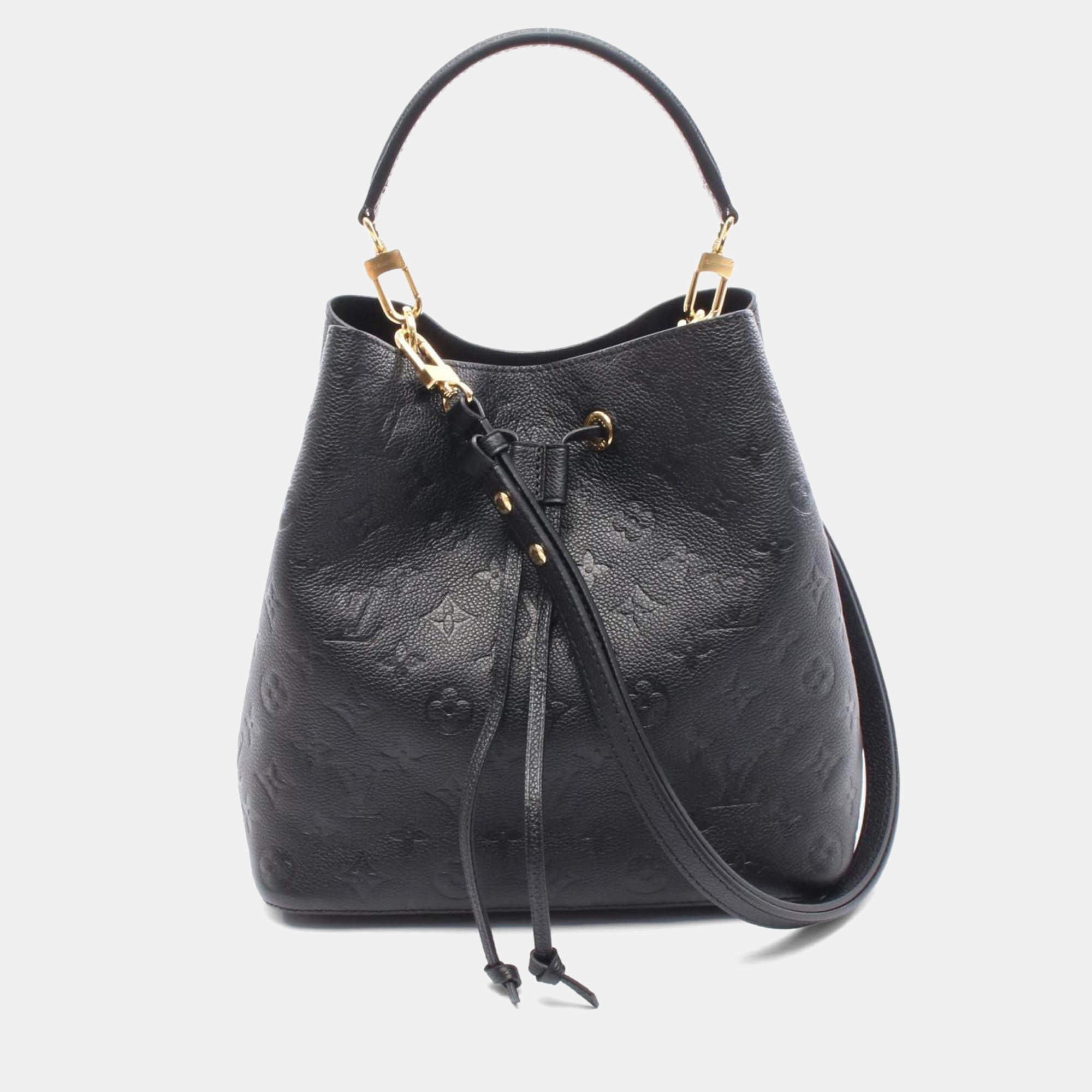 Pre Owned Louis Vuitton Neonoe Handbag  Leather Monogram Empreinte  Black