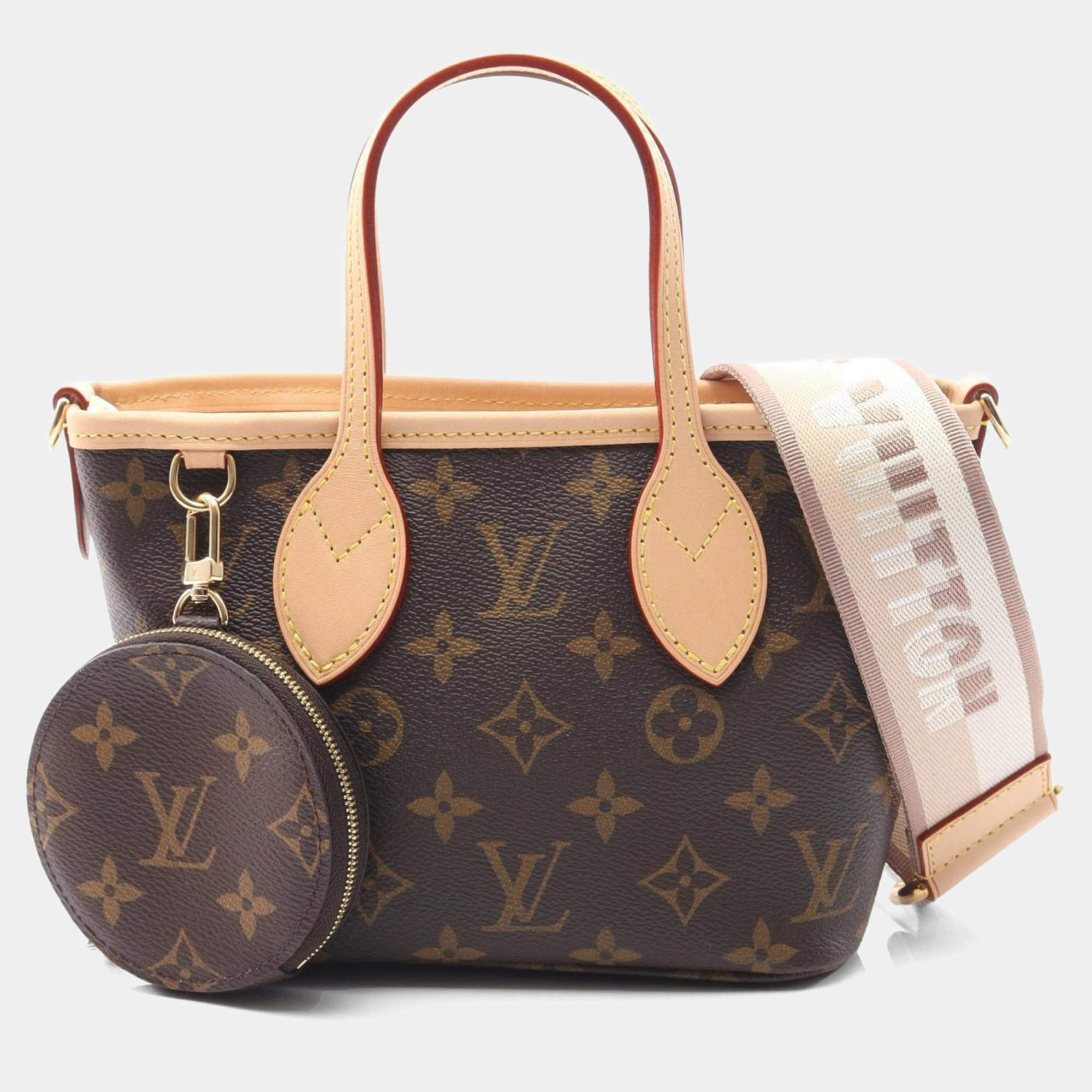 Pre Owned Louis Vuitton Neverfull Bb Monogram Brown Coated Canvas Leather Handbag