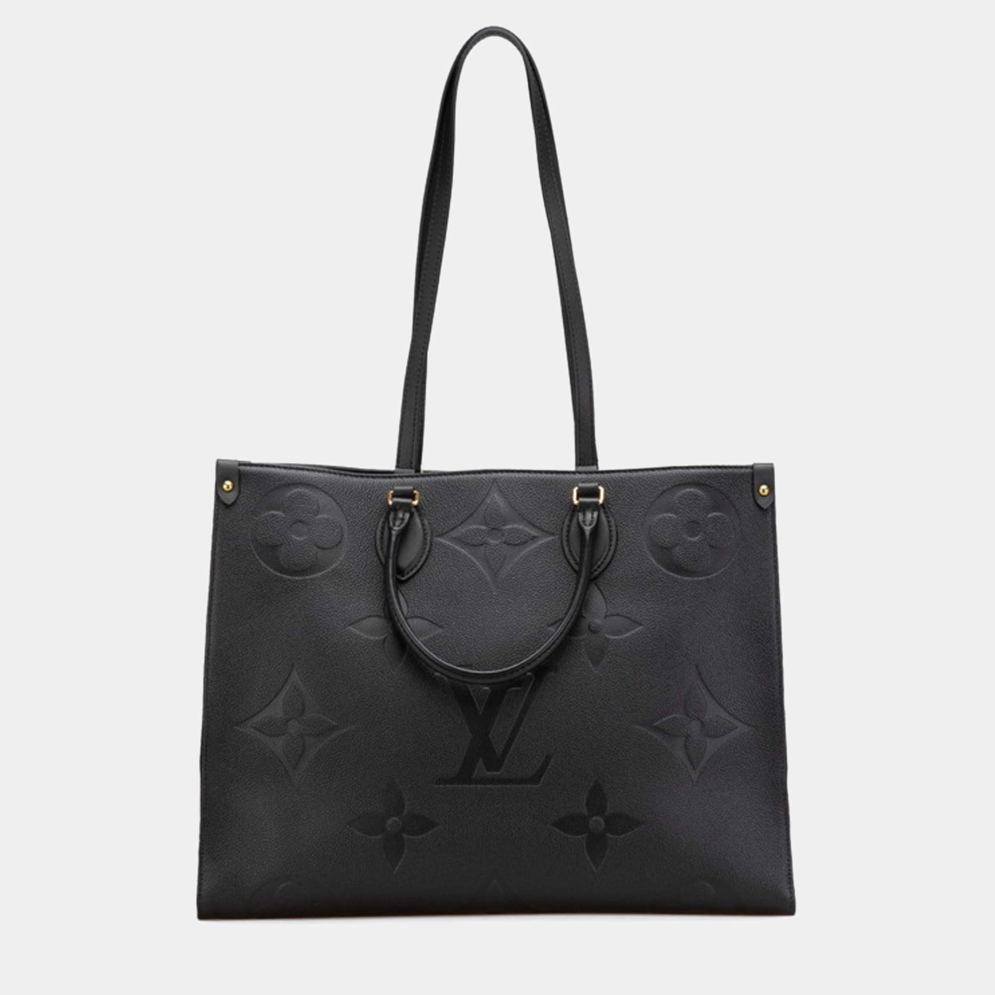 Pre Owned Louis Vuitton Monogram Empreinte On The Go Gm Tote Bag  2-Way    Noir Black Leather