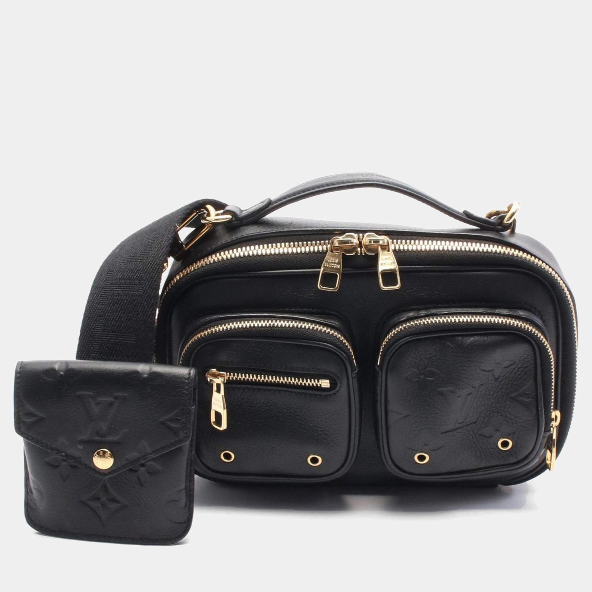 Pre Owned Louis Vuitton Utility Crossbody Shoulder Bag Leather Black