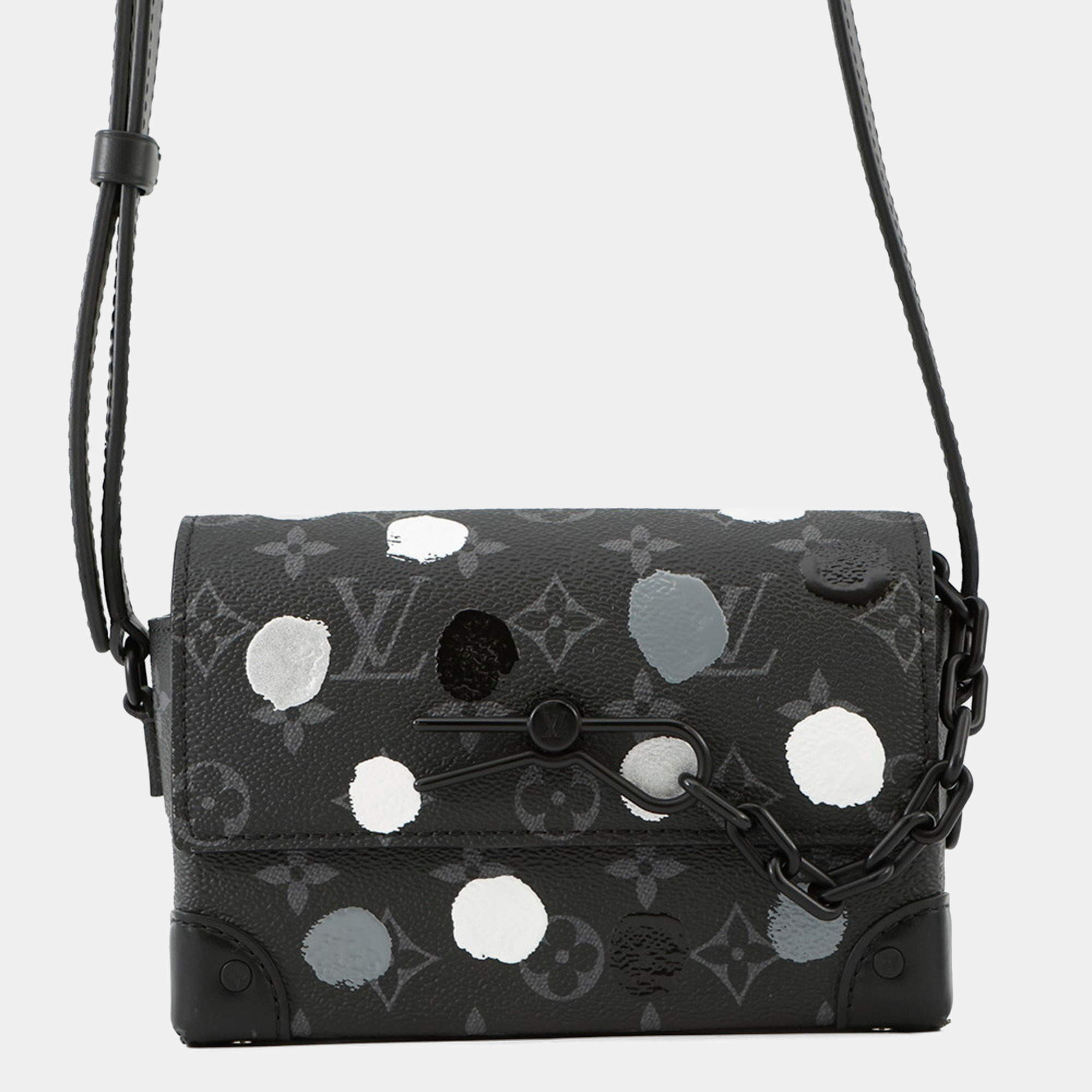 Pre Owned Louis Vuitton Monogram Eclipse Shoulder Bag With Lv X Yk Steamer Wearable Wallet Black