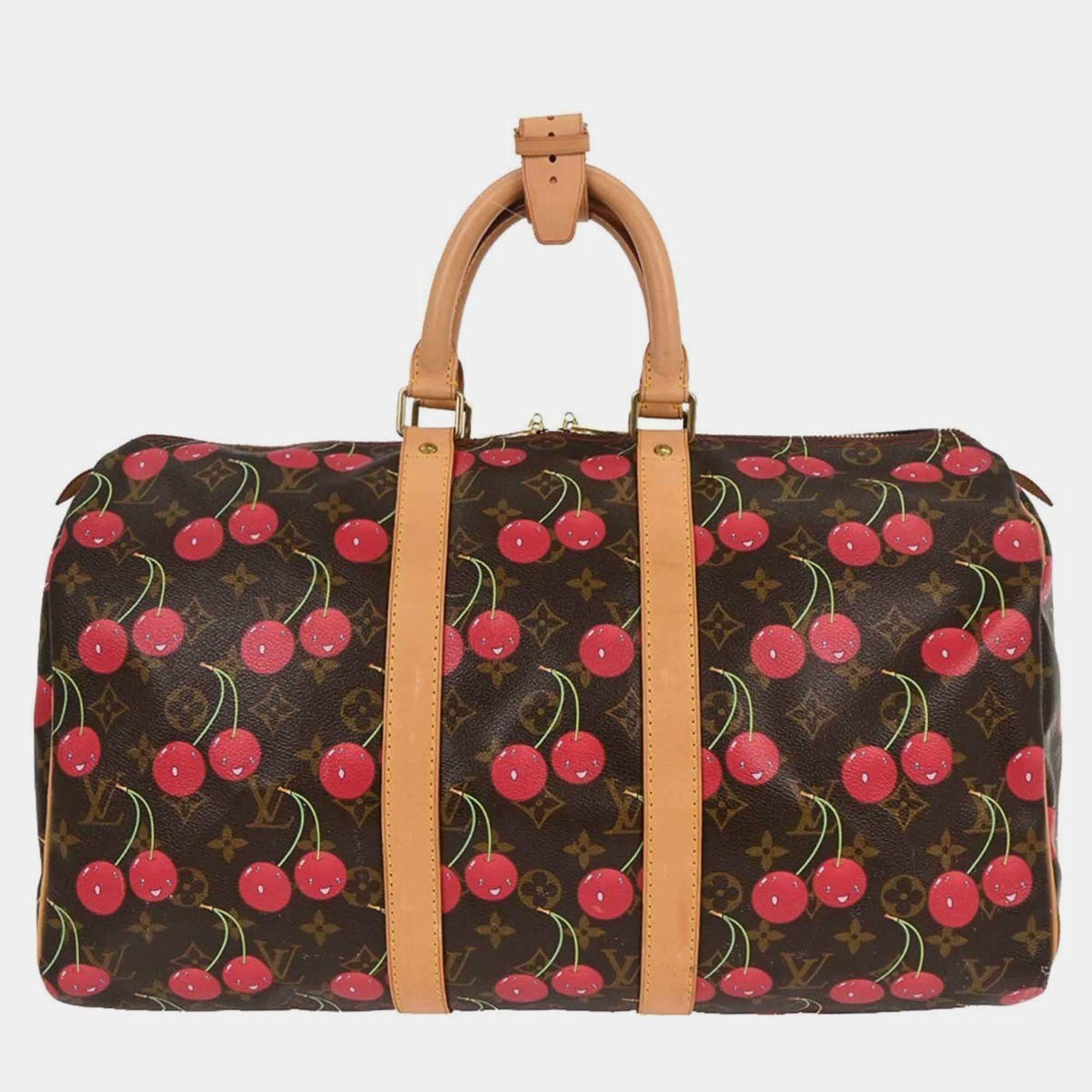 Pre Owned Louis Vuitton Monogram Cherry Keepall 45 Duffle Handbag