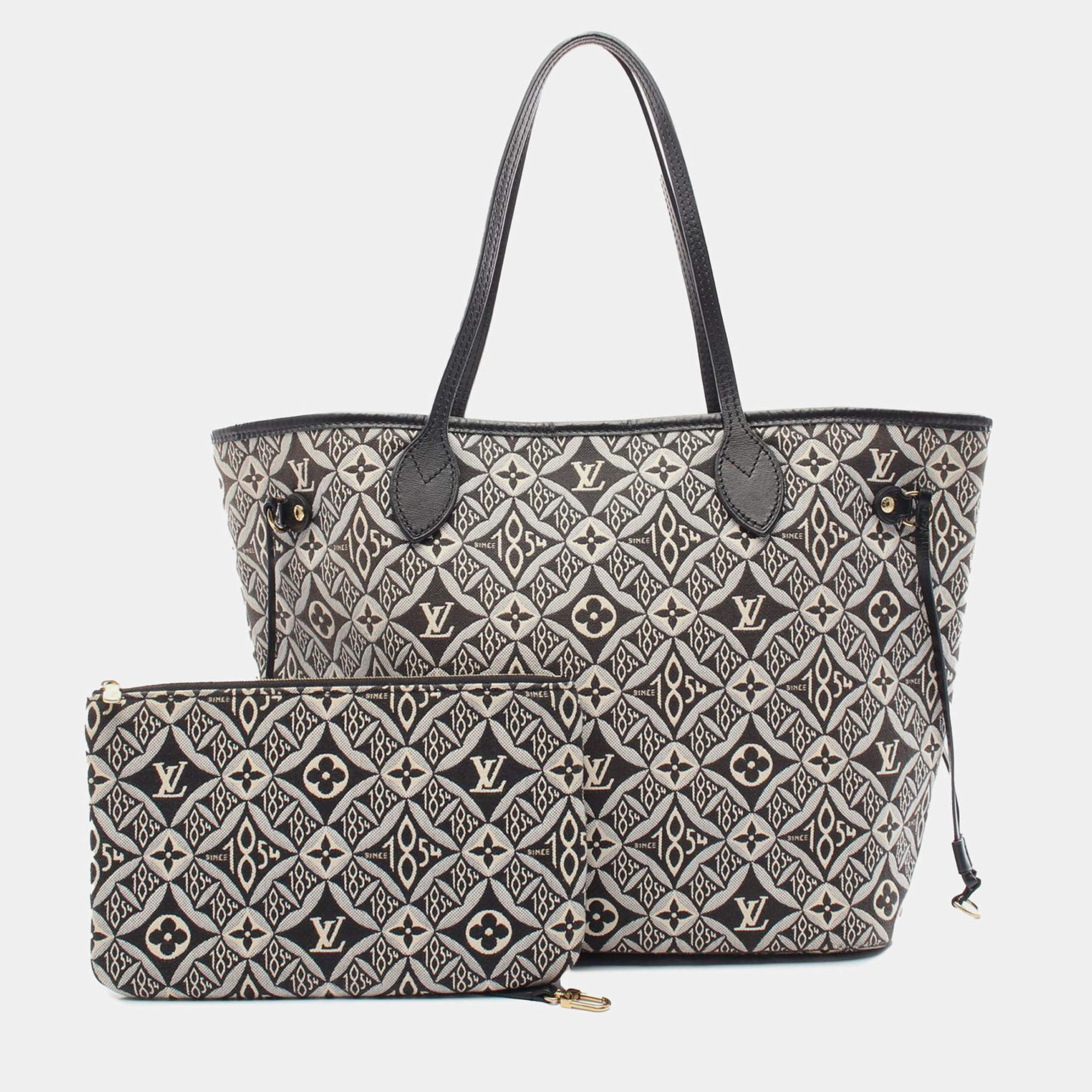 Pre Owned Louis Vuitton Black Monogram Jacquard Since 1854 Neverfull MM