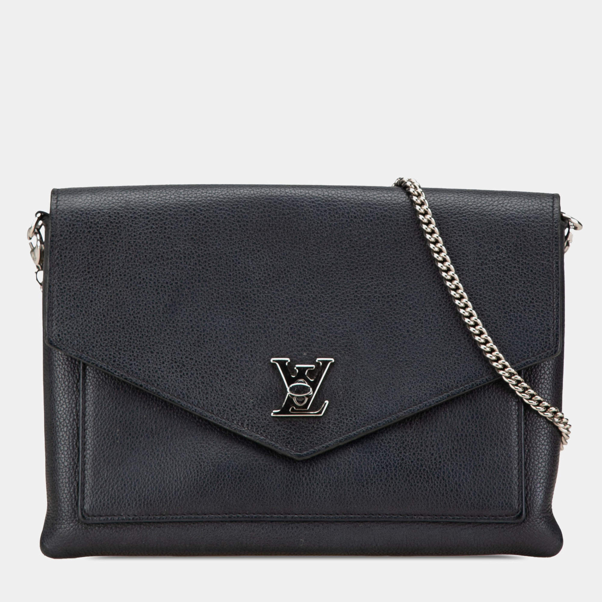 Pre Owned Louis Vuitton Black MyLockMe Chain Pochette