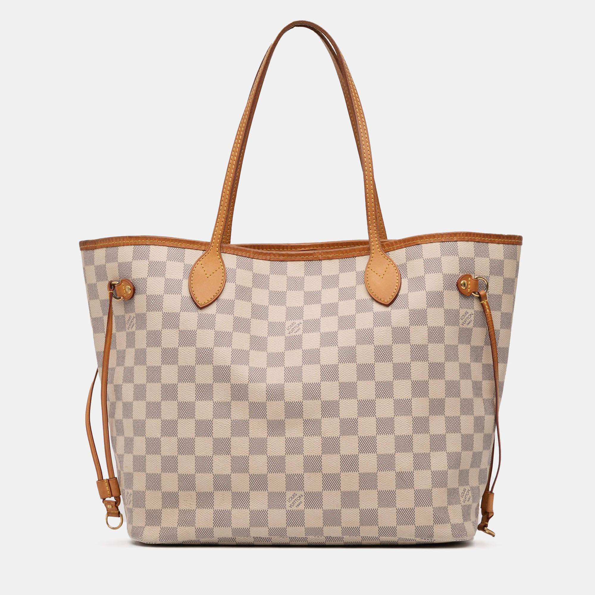Pre Owned Louis Vuitton White Damier Azur Neverfull MM
