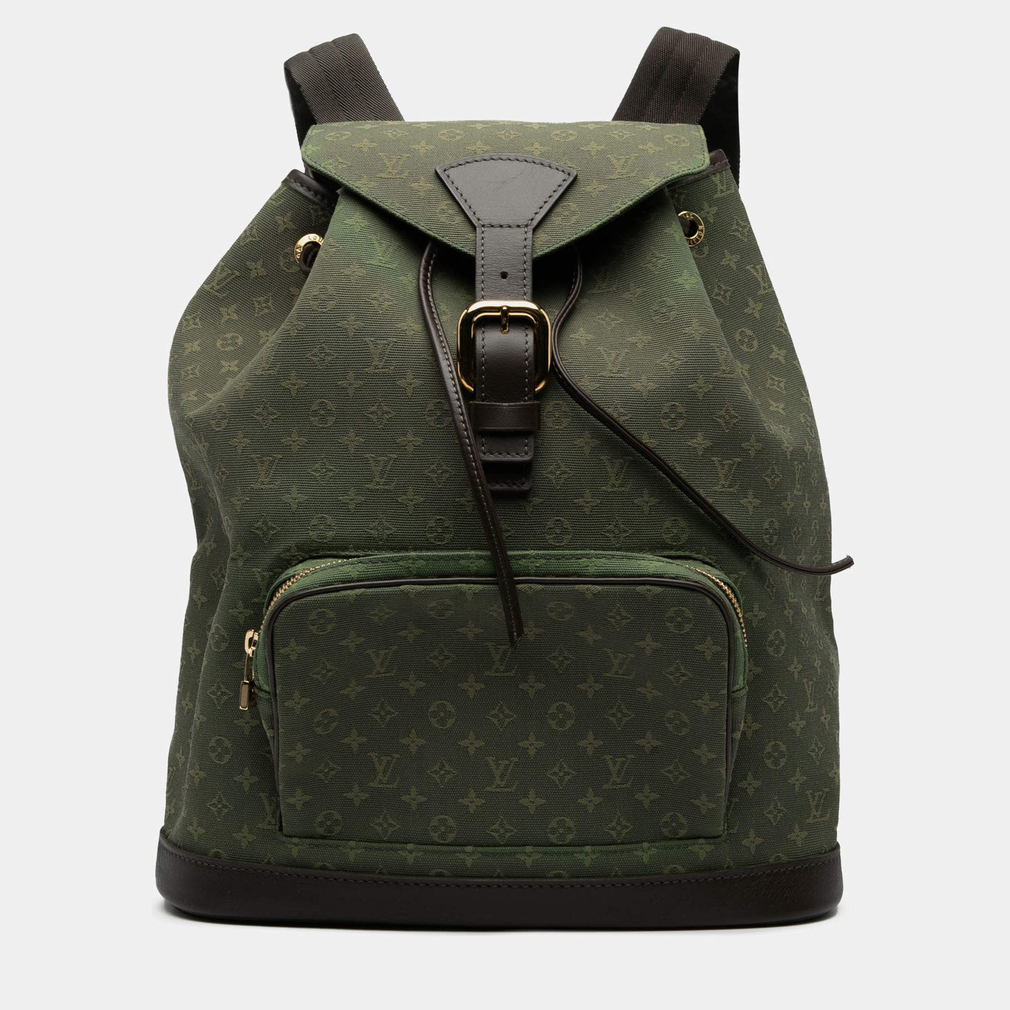 Pre Owned Louis Vuitton Green Monogram Mini Lin Montsouris GM