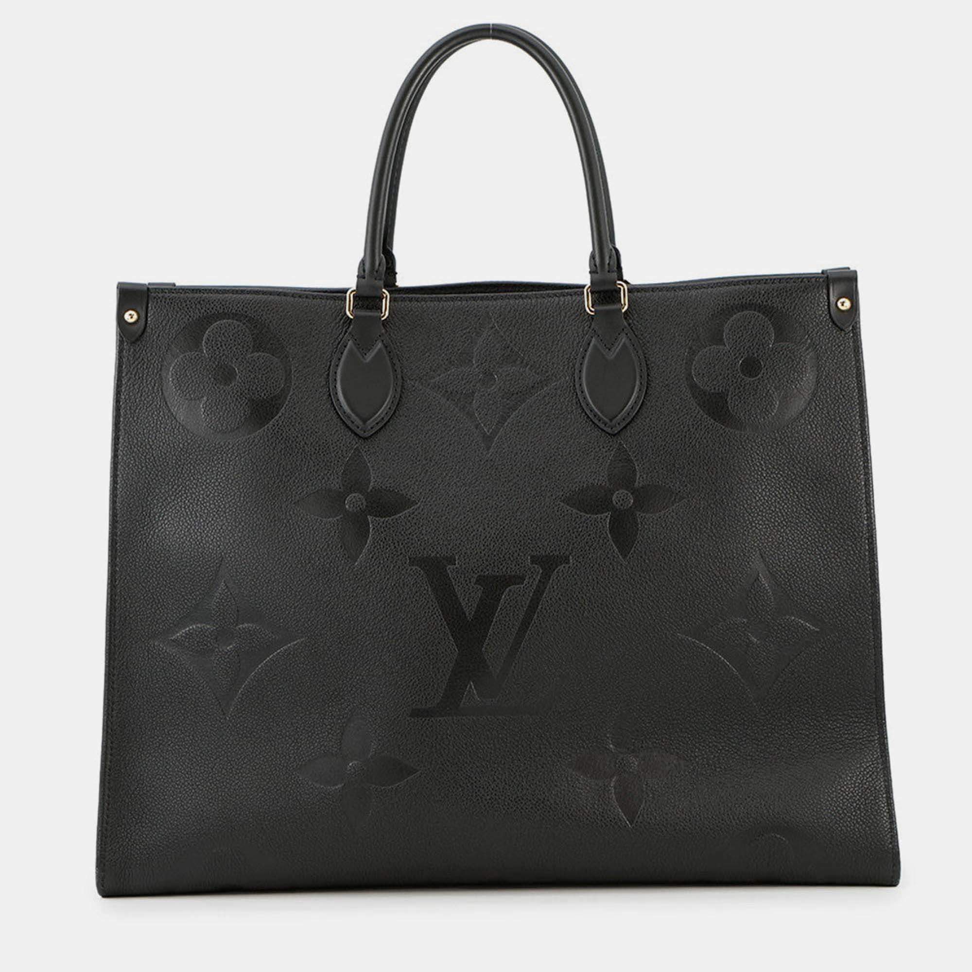 Pre Owned Louis Vuitton Onthego Noir Monogram Empreinte Leather GM Tote
