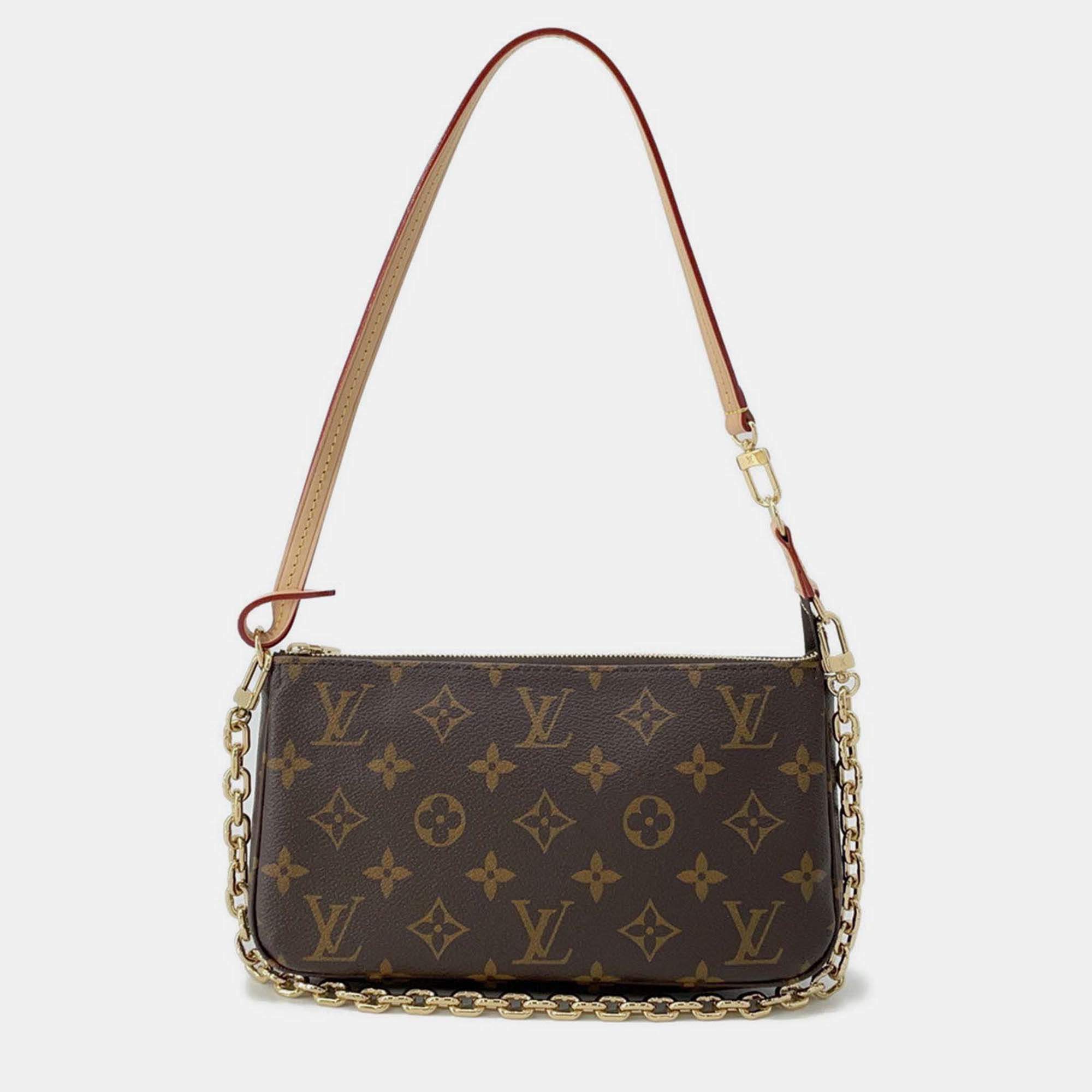 Pre Owned Louis Vuitton Pochette Accessoires Brown Monogram Handbag