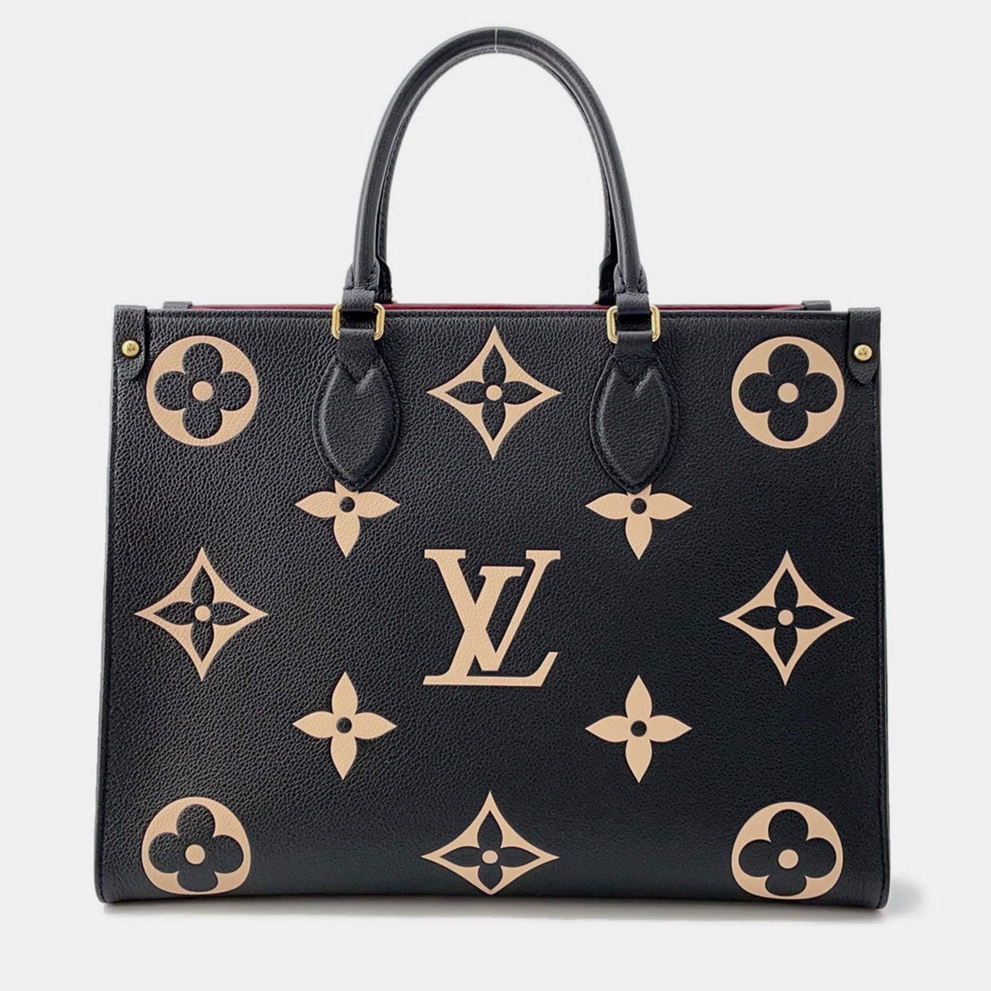 Pre Owned Louis Vuitton Onthego Noir/Beige Bicolor Monogram Empreinte Leather MM Bag