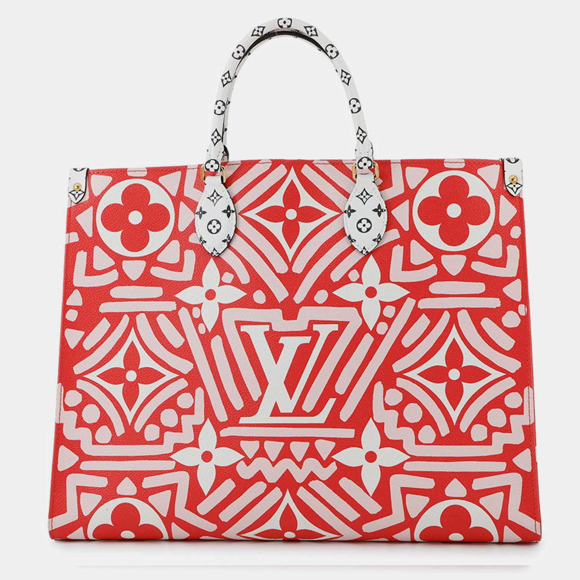 Pre Owned Louis Vuitton Onthego Red Monogram Giant Lv Crafty Size GM