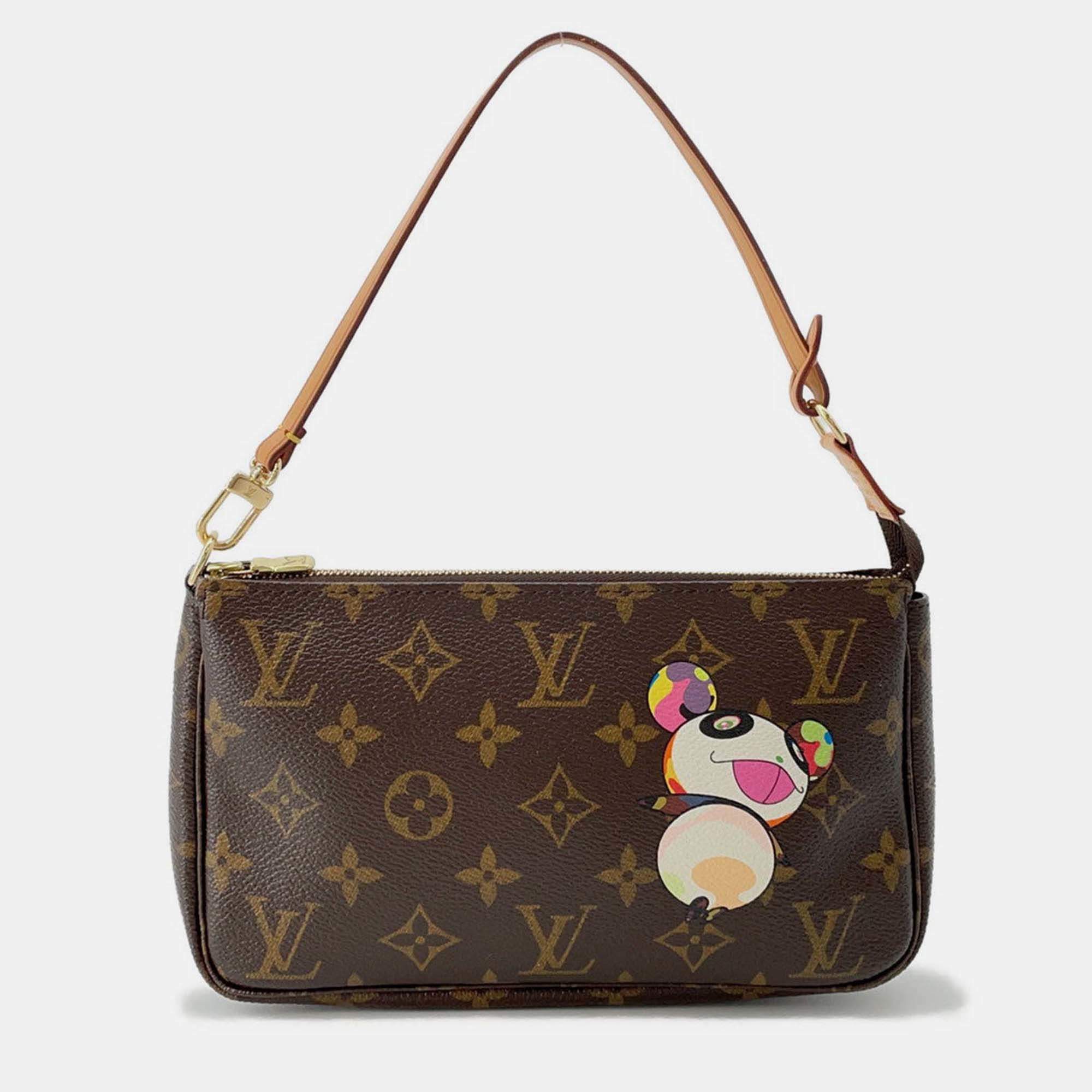 Pre Owned Louis Vuitton Pochette Accessoires Brown Monogram Panda Takashi Murakami