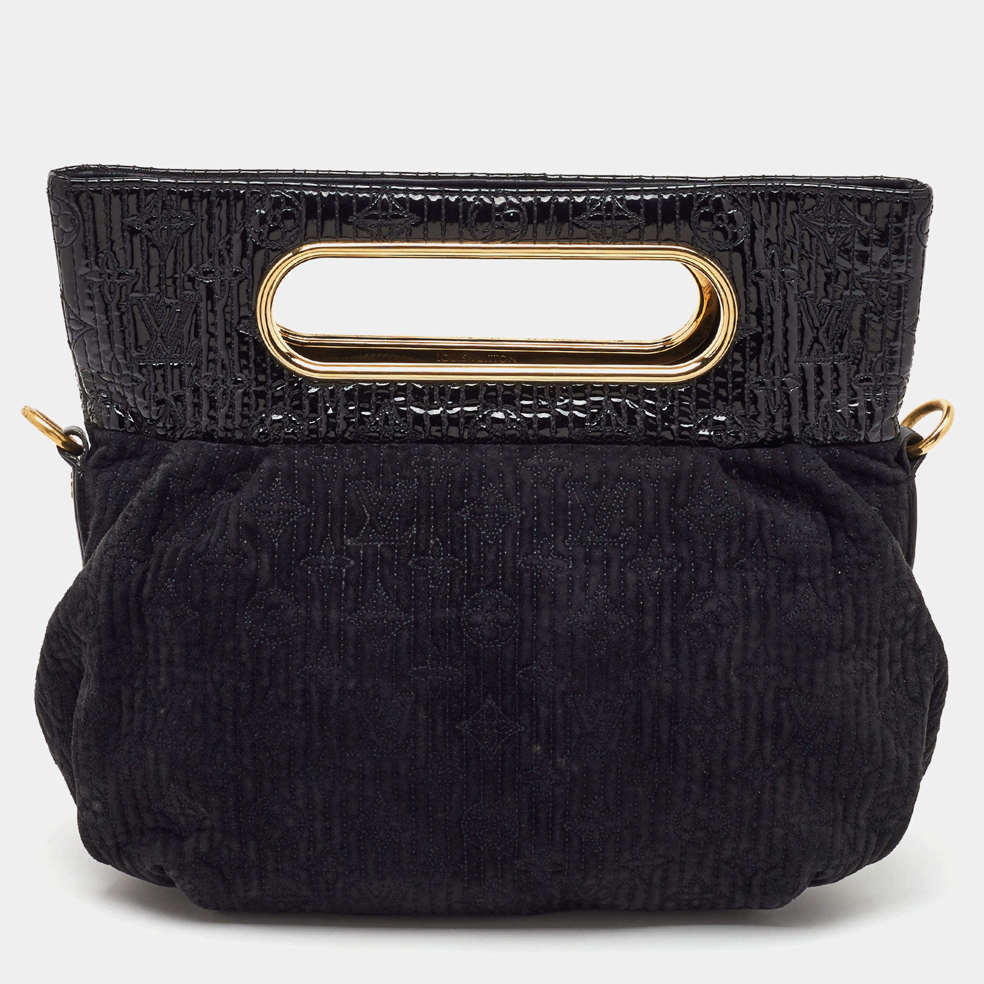 Pre Owned Louis Vuitton Black Suede and Patent Leather Limited Edition Motard Afterdark Bag