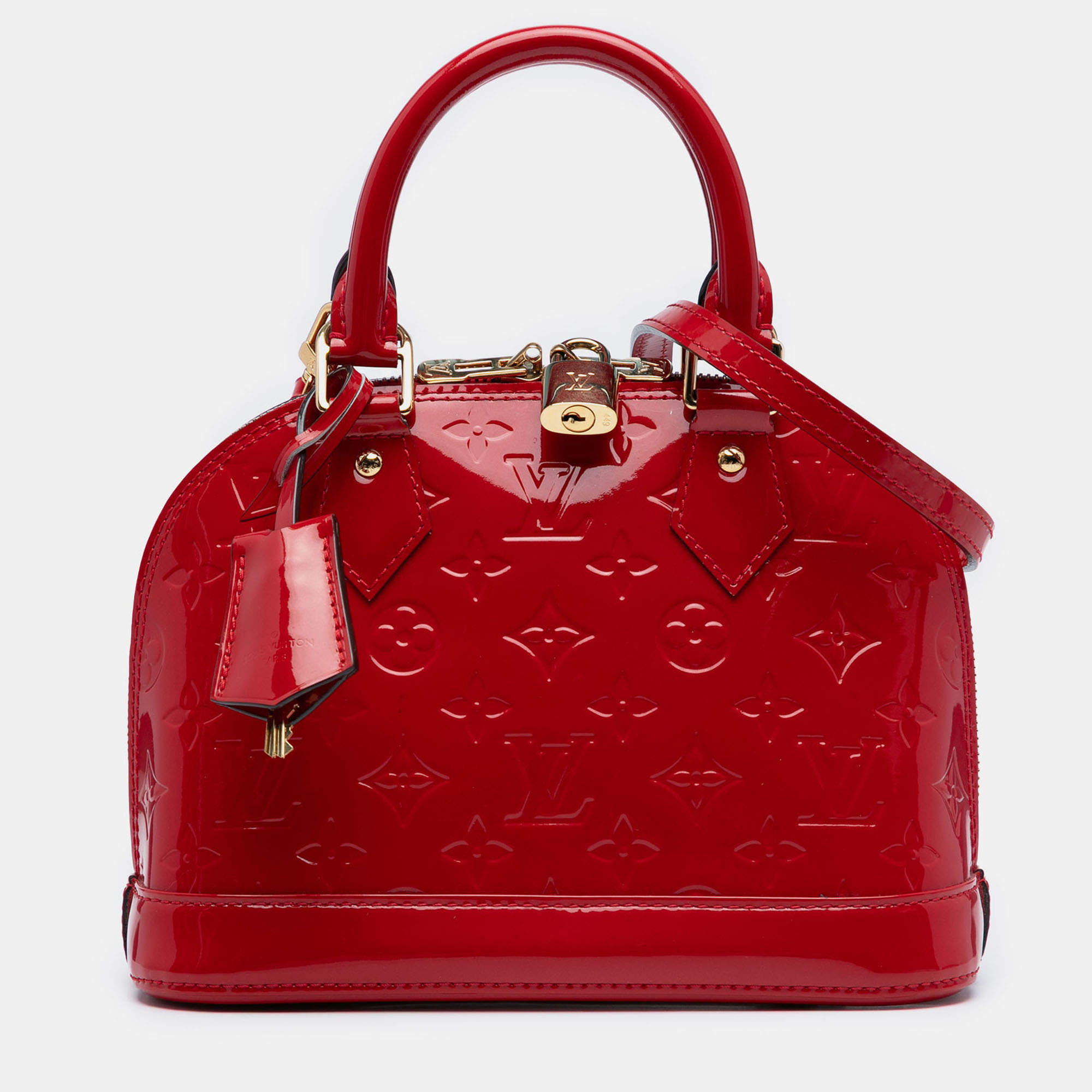 Pre Owned Louis Vuitton Red Monogram Vernis Alma BB