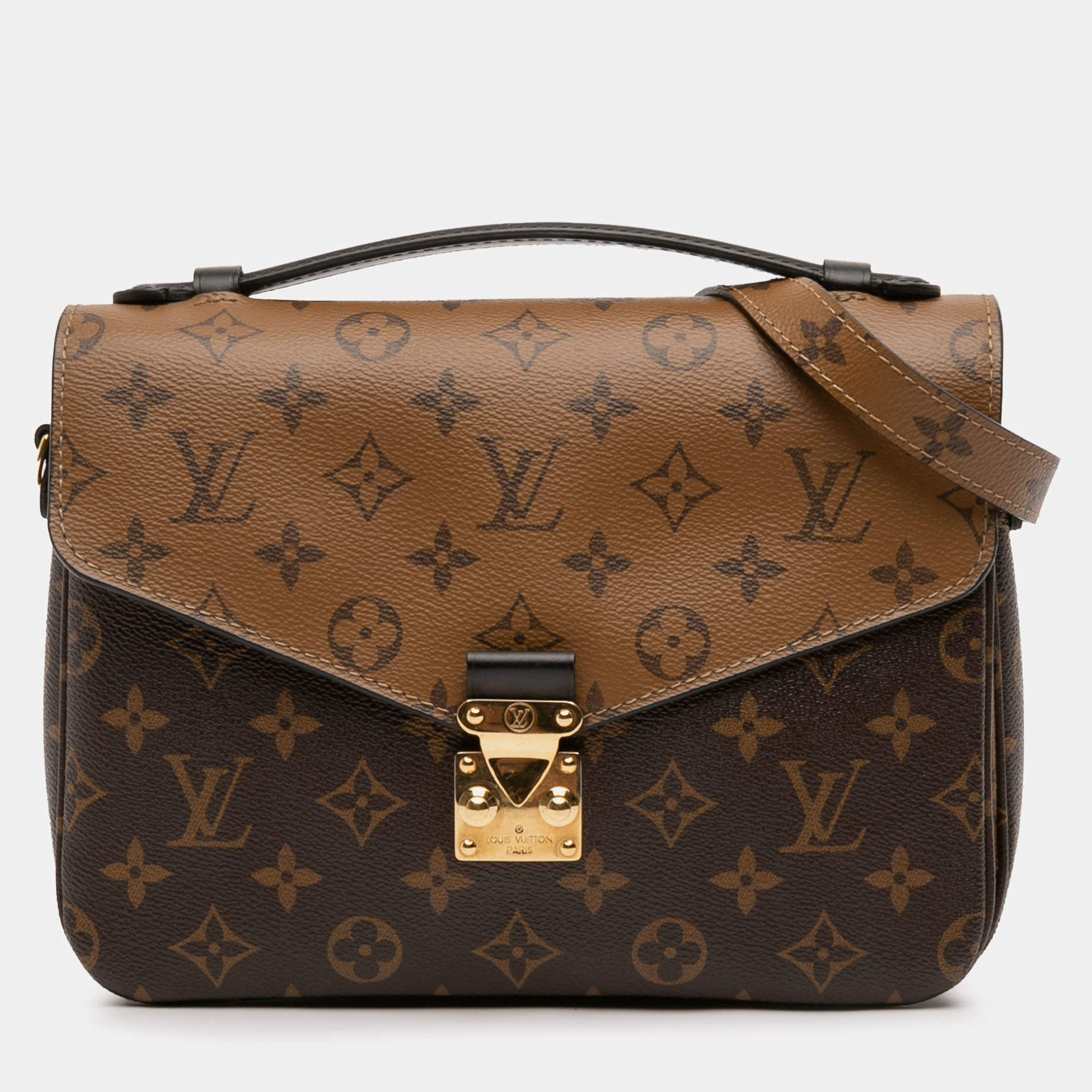 Pre Owned Louis Vuitton Brown Monogram Reverse Pochette Metis
