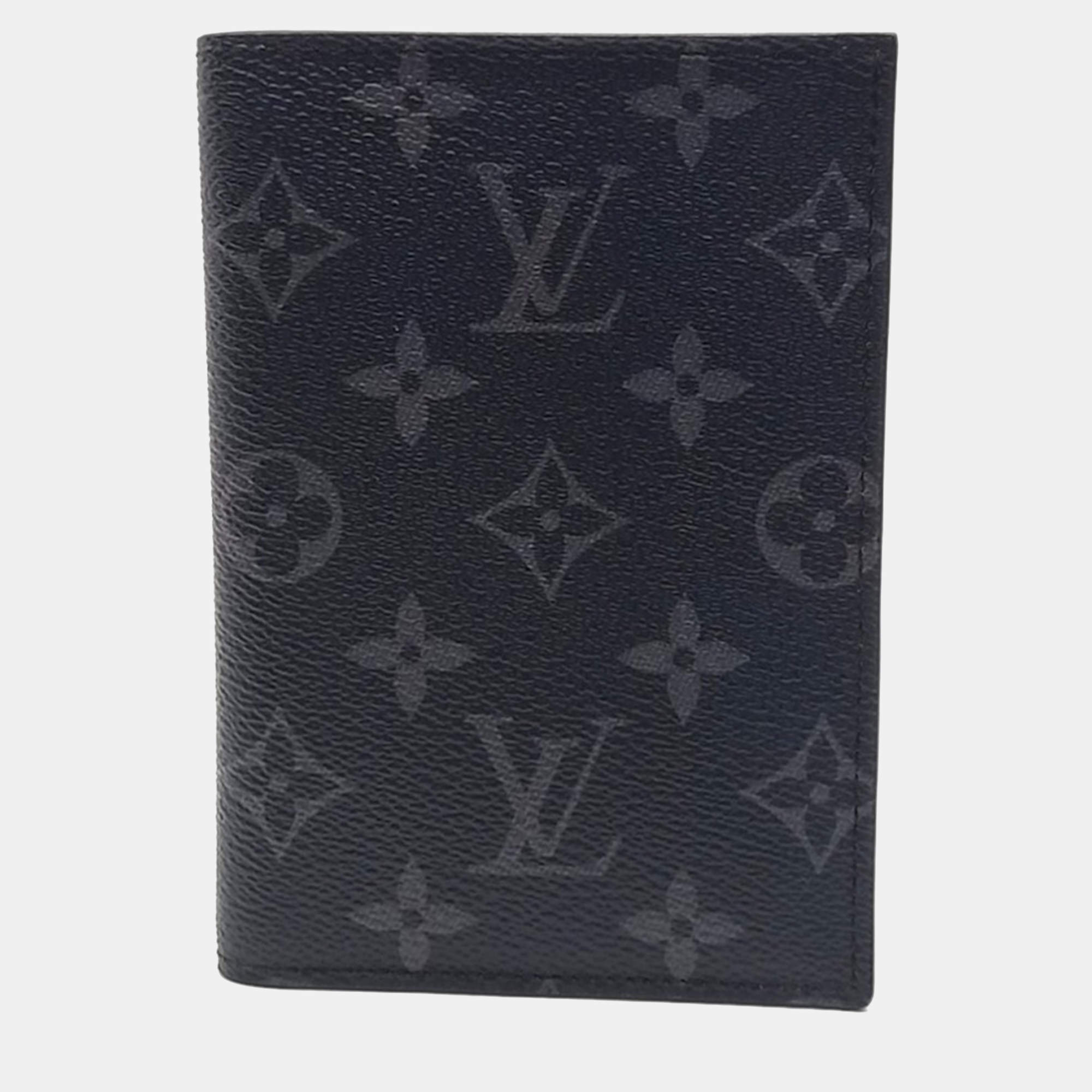 Pre Owned Louis Vuitton Grey PVC Eclipse Passport Wallet