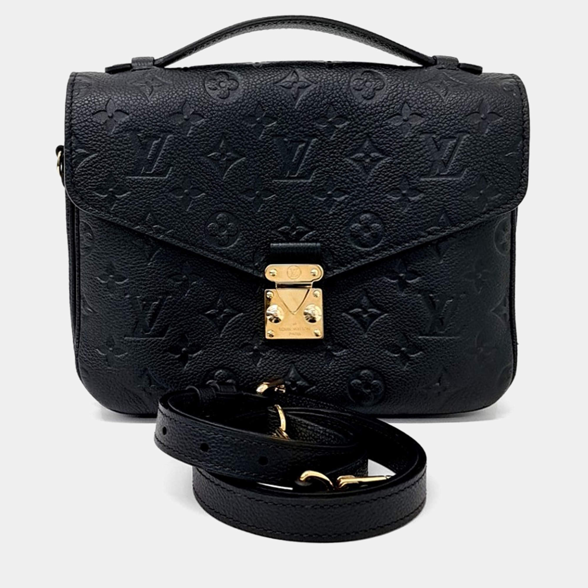 Pre Owned Louis Vuitton Black Leather Empreinte Pochette Metis