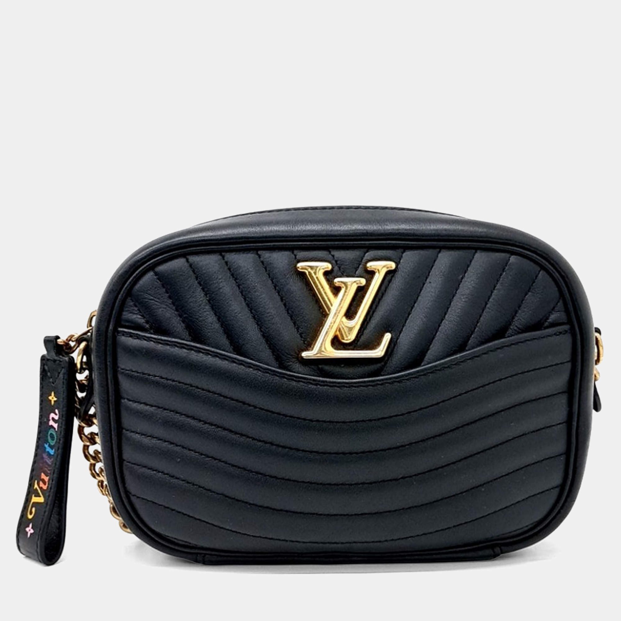 Pre Owned Louis Vuitton Black Leather New Wave Camera Bag