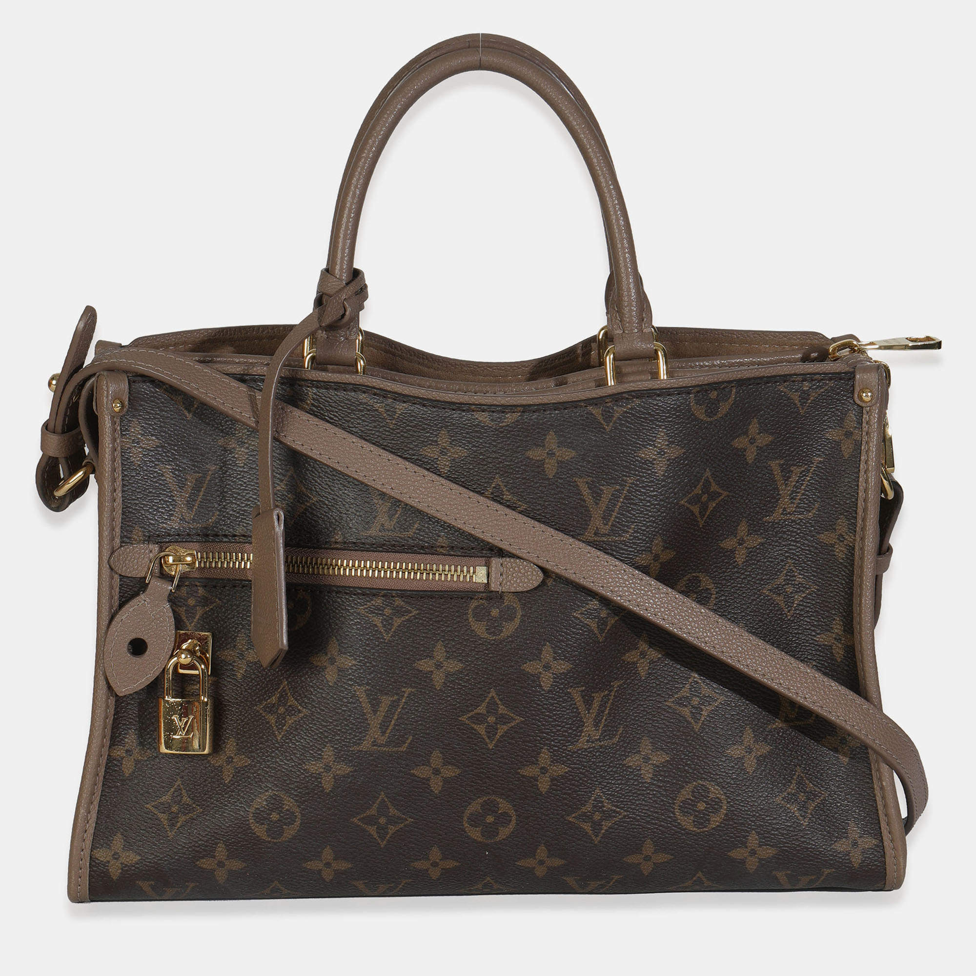 Pre Owned Louis Vuitton Taupe Glace Monogram Canvas Popincourt NM