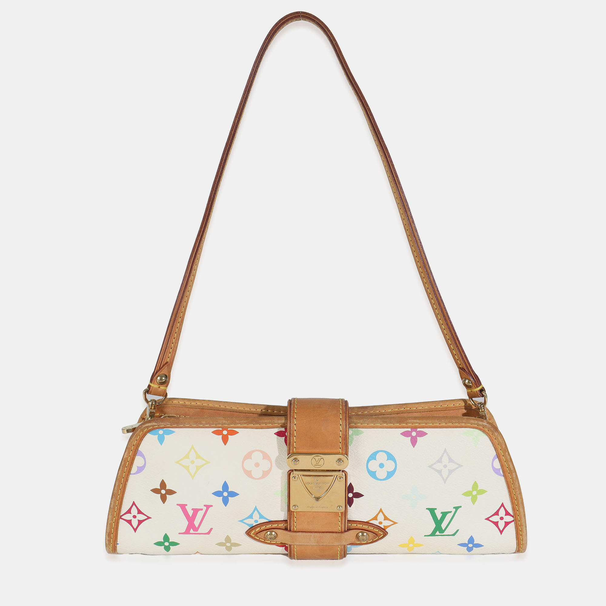 Pre Owned Louis Vuitton White Monogram Multicolor Canvas Shirley