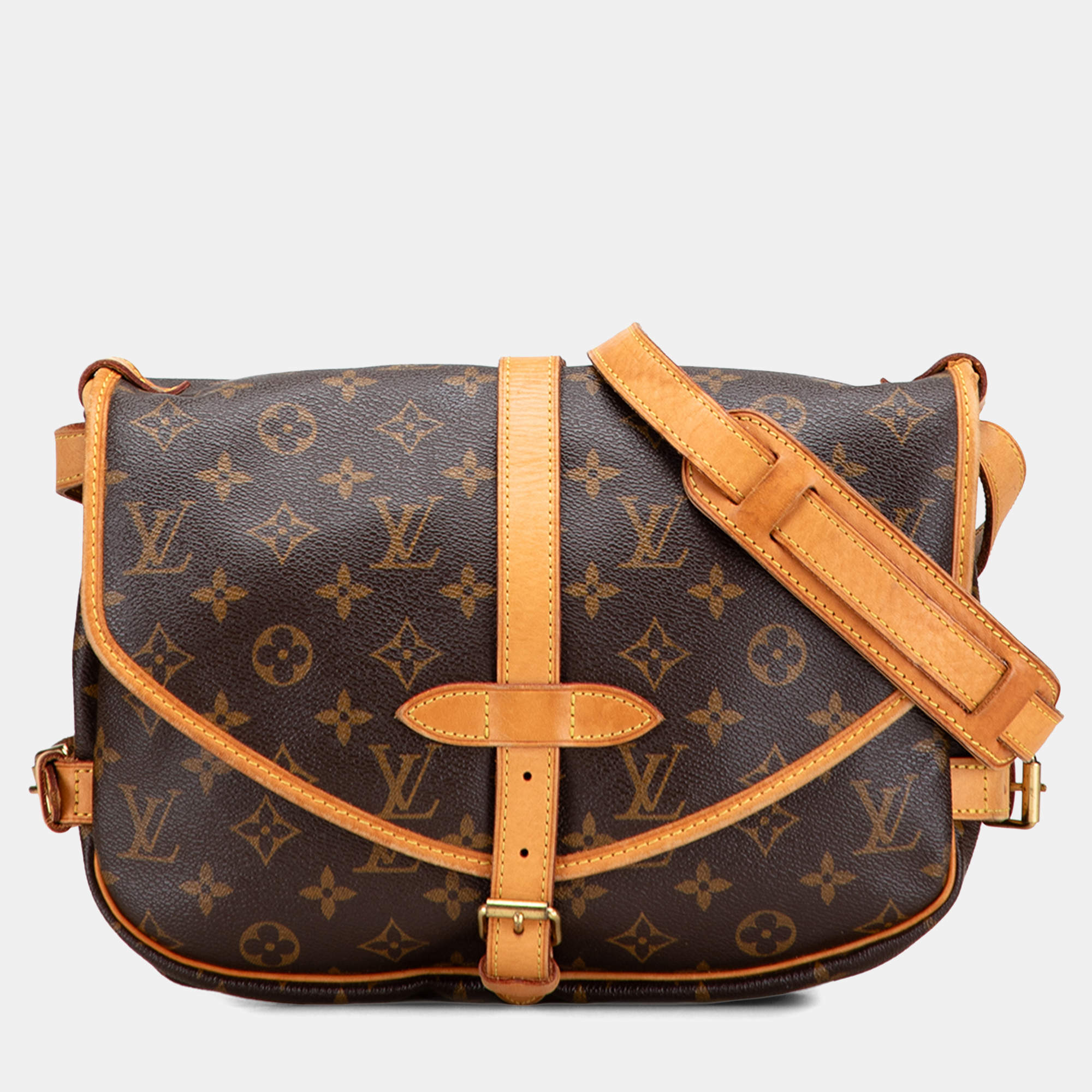Pre Owned Louis Vuitton Brown Monogram Saumur 30