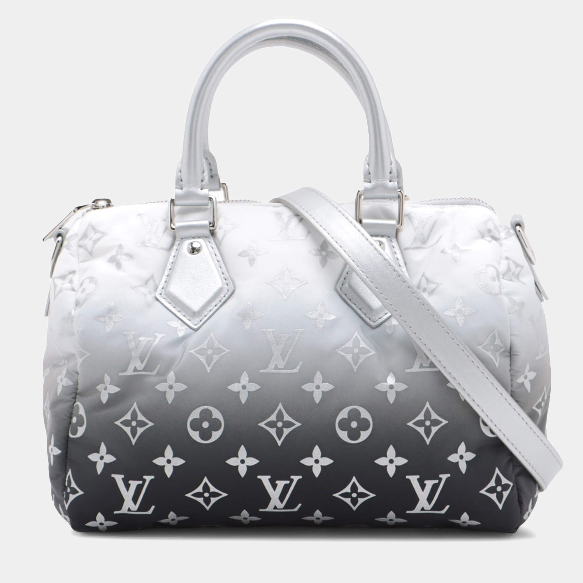 Pre Owned Louis Vuitton Grey/Silver Monogram Nylon Gradient Speedy Bandouliere 25