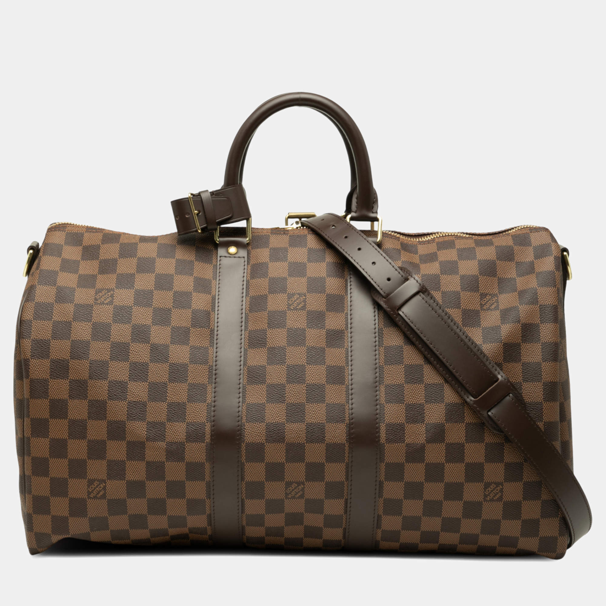Pre Owned Louis Vuitton Brown Damier Ebene Keepall Bandouliere 45
