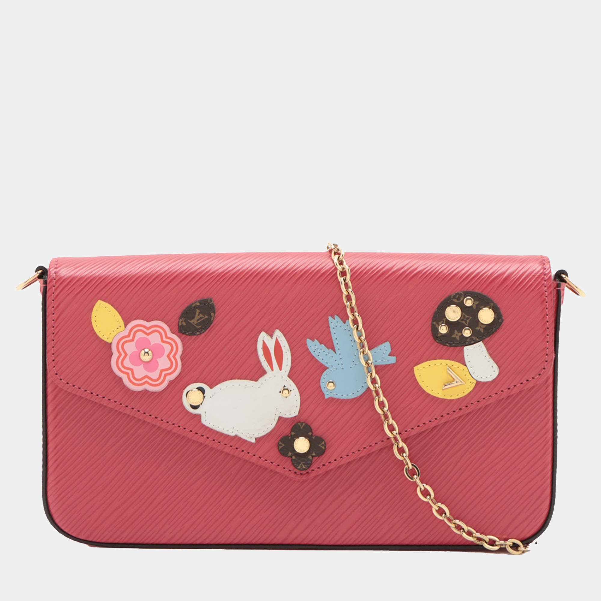 Pre Owned Louis Vuitton Pink Epi Pochette Felicie Patchwork