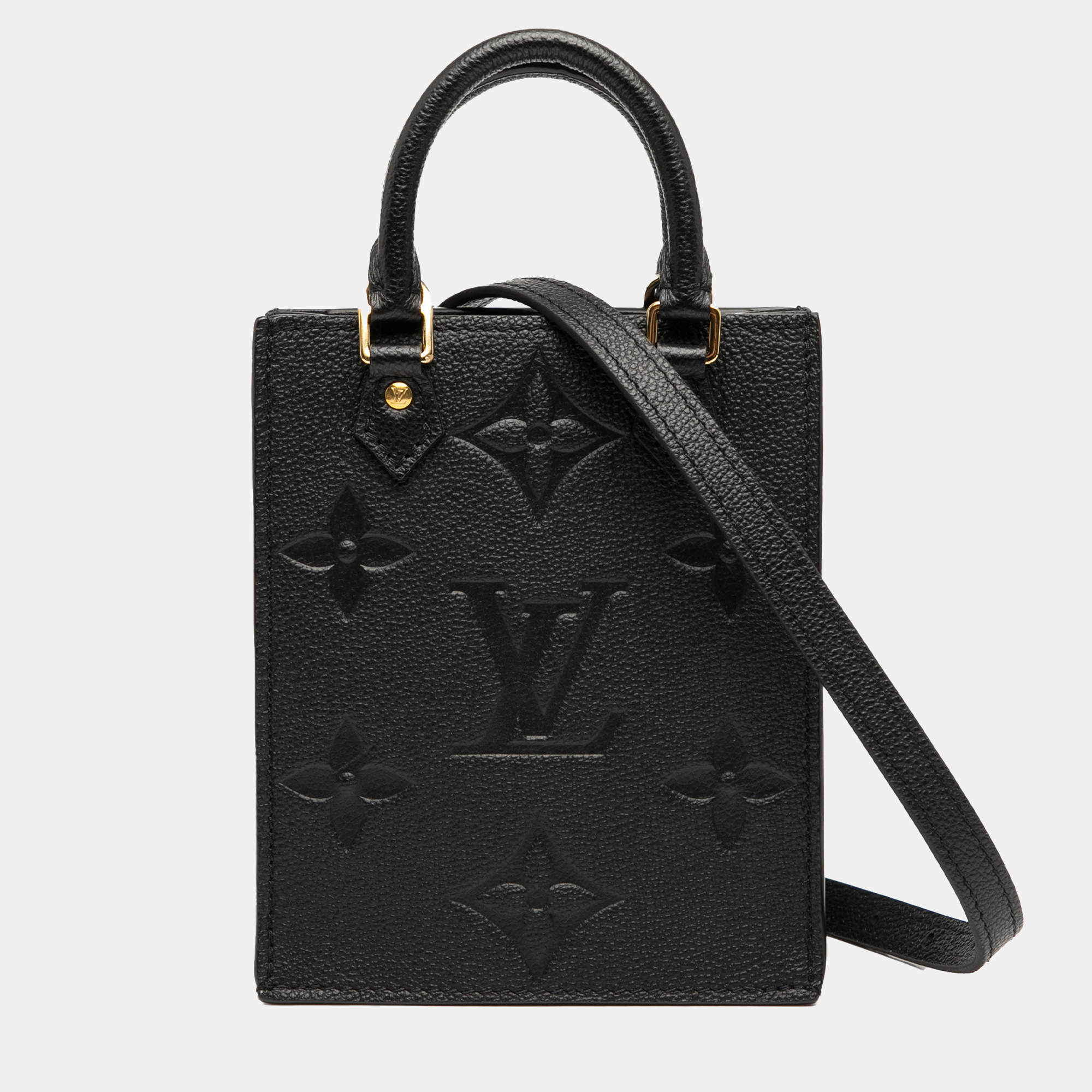Pre Owned Louis Vuitton Black Monogram Empreinte Petit Sac Plat