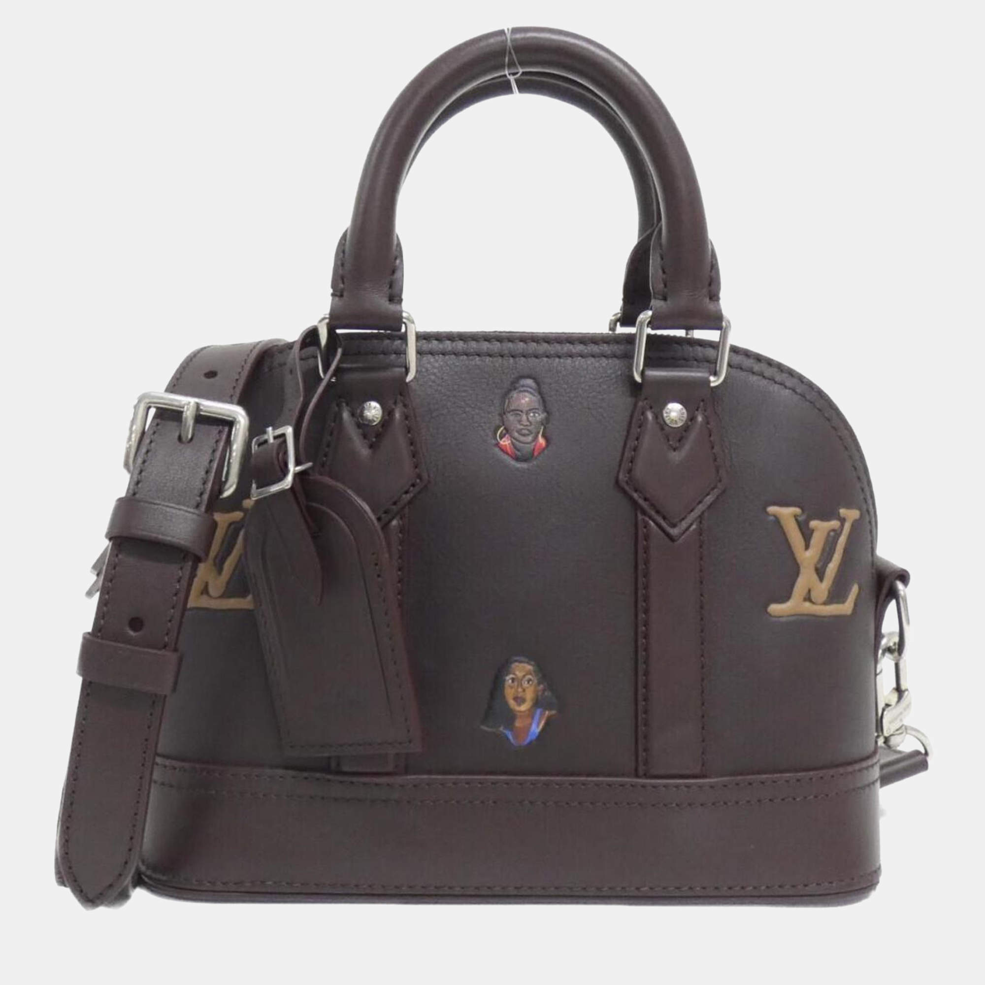 Pre Owned Louis Vuitton Alma Brown Calf Leather Handbag