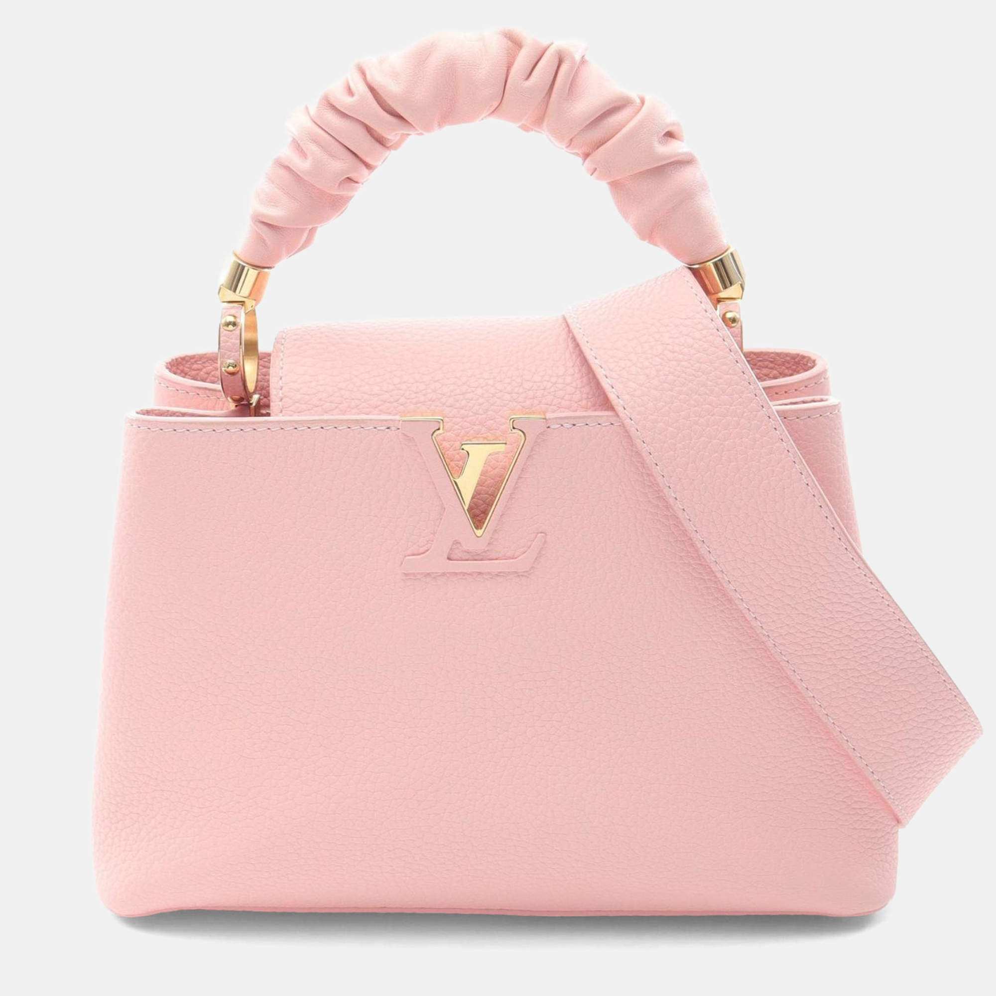 Pre Owned Louis Vuitton Capucines Bb Pink Aud Rose Leather Taurillon Handbag