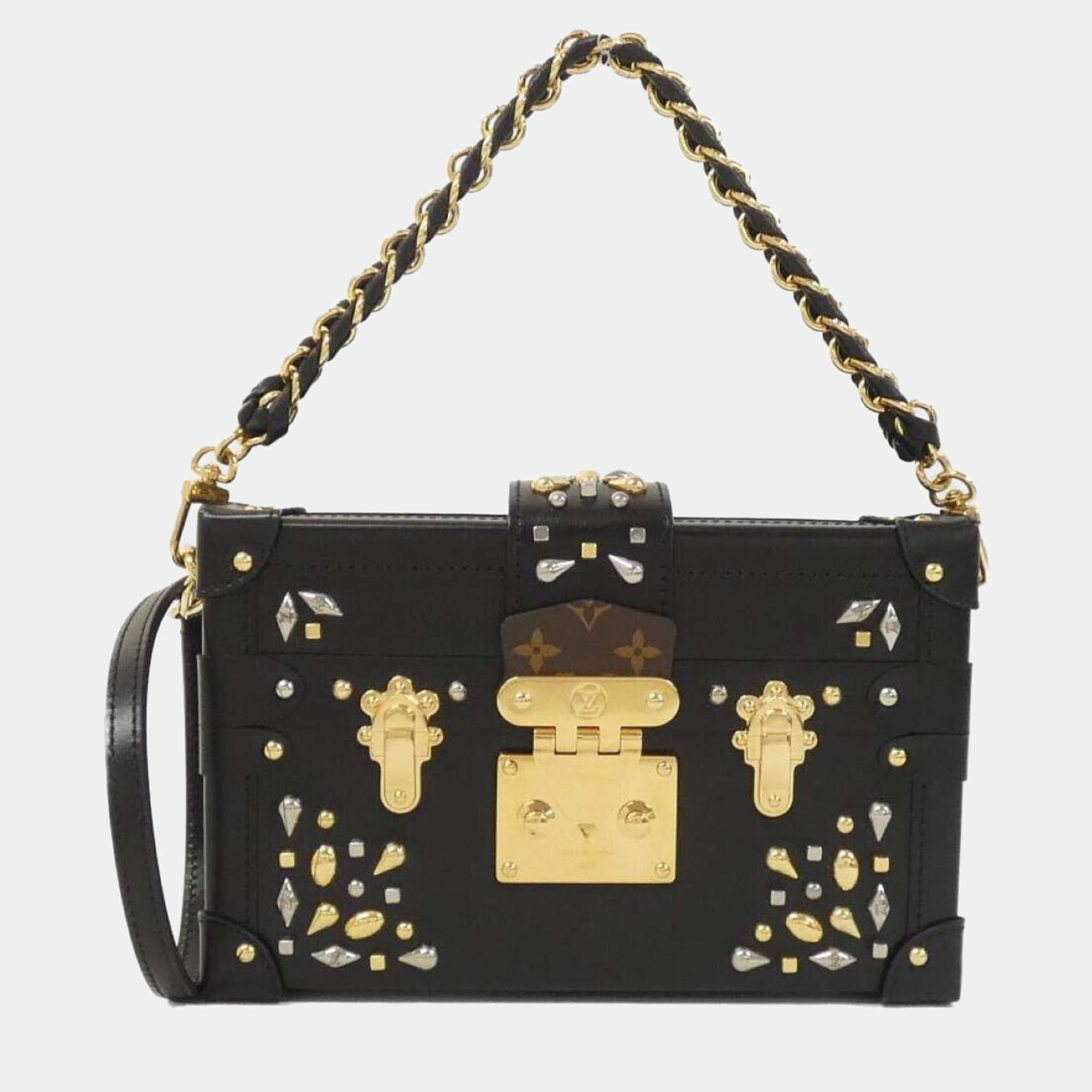 Pre Owned Louis Vuitton Black/Brown Monogram Petite Malle Shoulder Bag