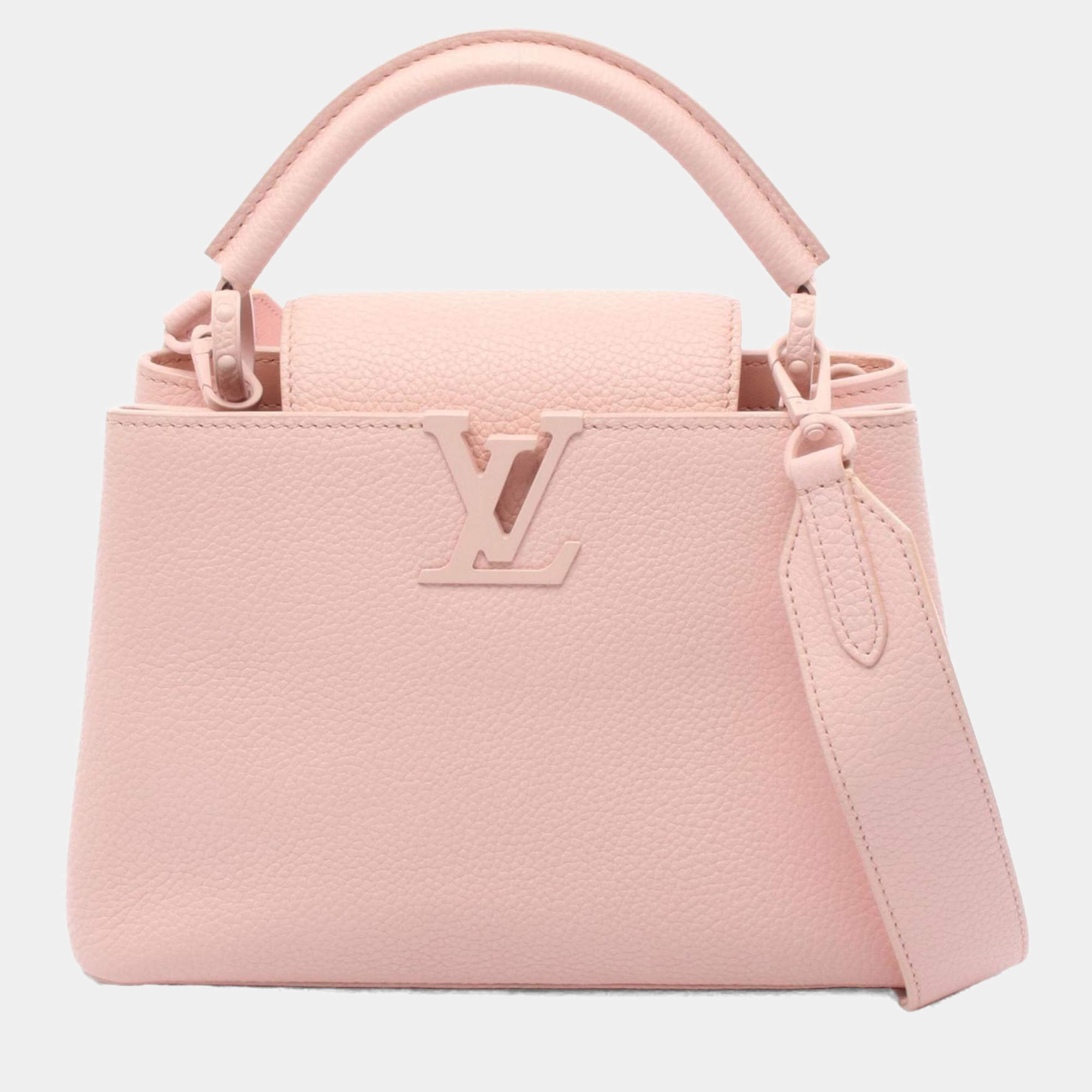 Pre Owned Louis Vuitton Capucines BB Pink Taurillon Leather Top Handle Bag