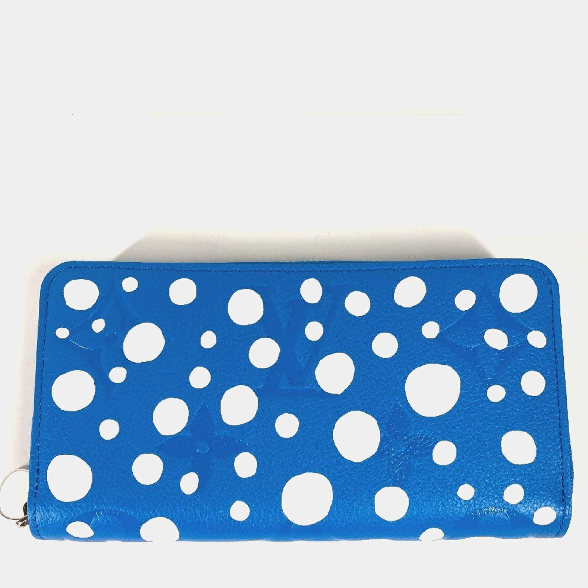 Pre Owned Louis Vuitton Zippy Wallet Infinity Dot Monogram Empreinte Long Leather Blue