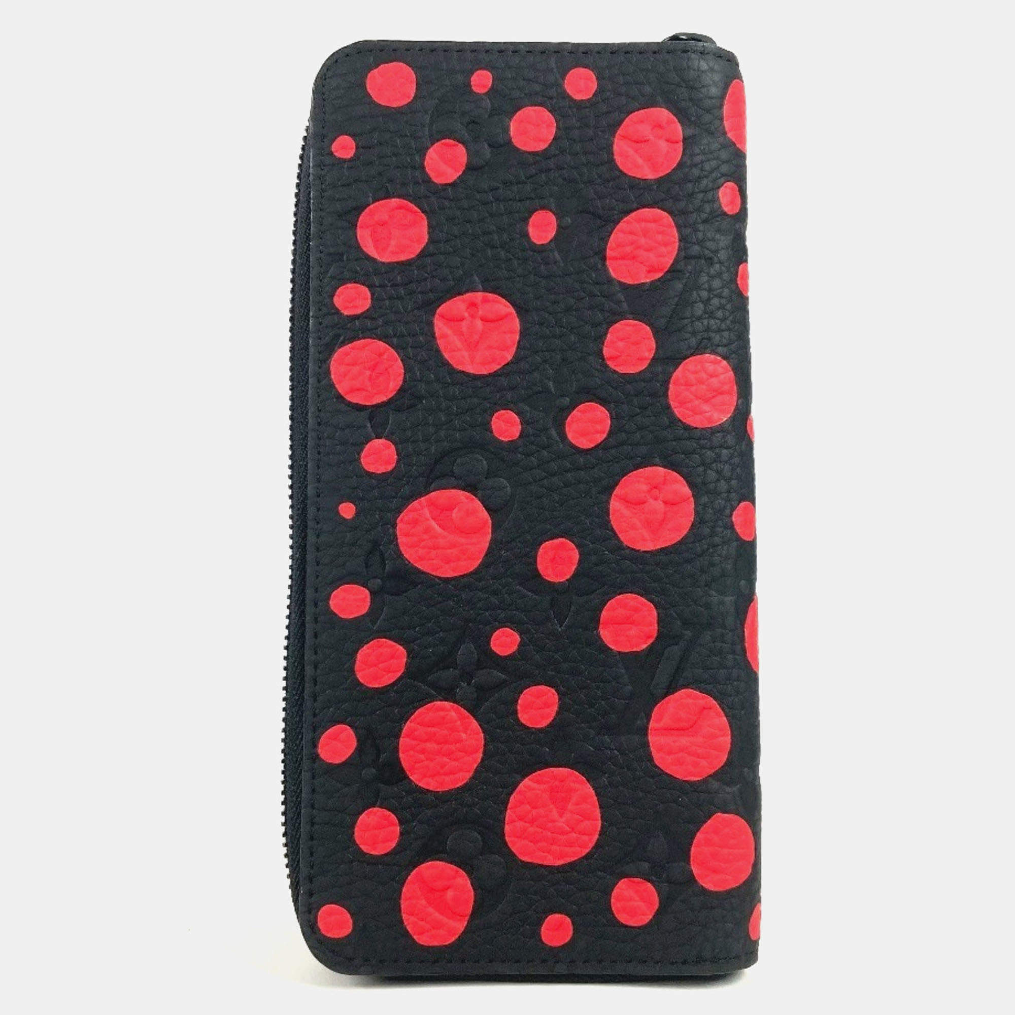 Pre Owned Louis Vuitton Monogram Empreinte Zippy Wallet Vertical Long Leather Noir Red