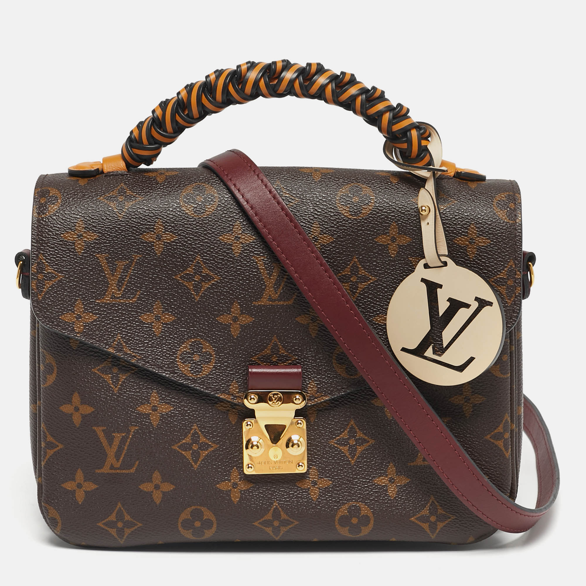 Pre Owned Louis Vuitton Monogram Canvas Braided Pochette Metis Bag