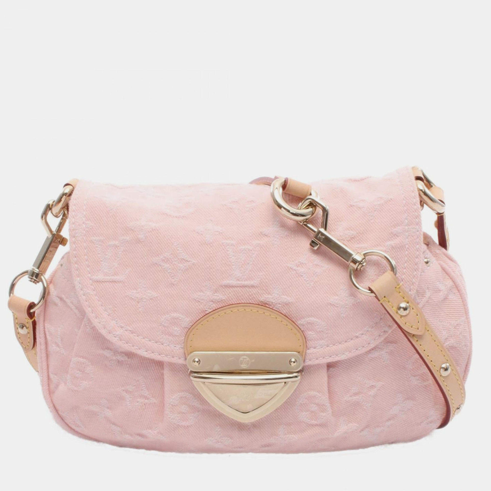 Pre Owned Louis Vuitton Sunset Pink Denim Monogram Shoulder Bag