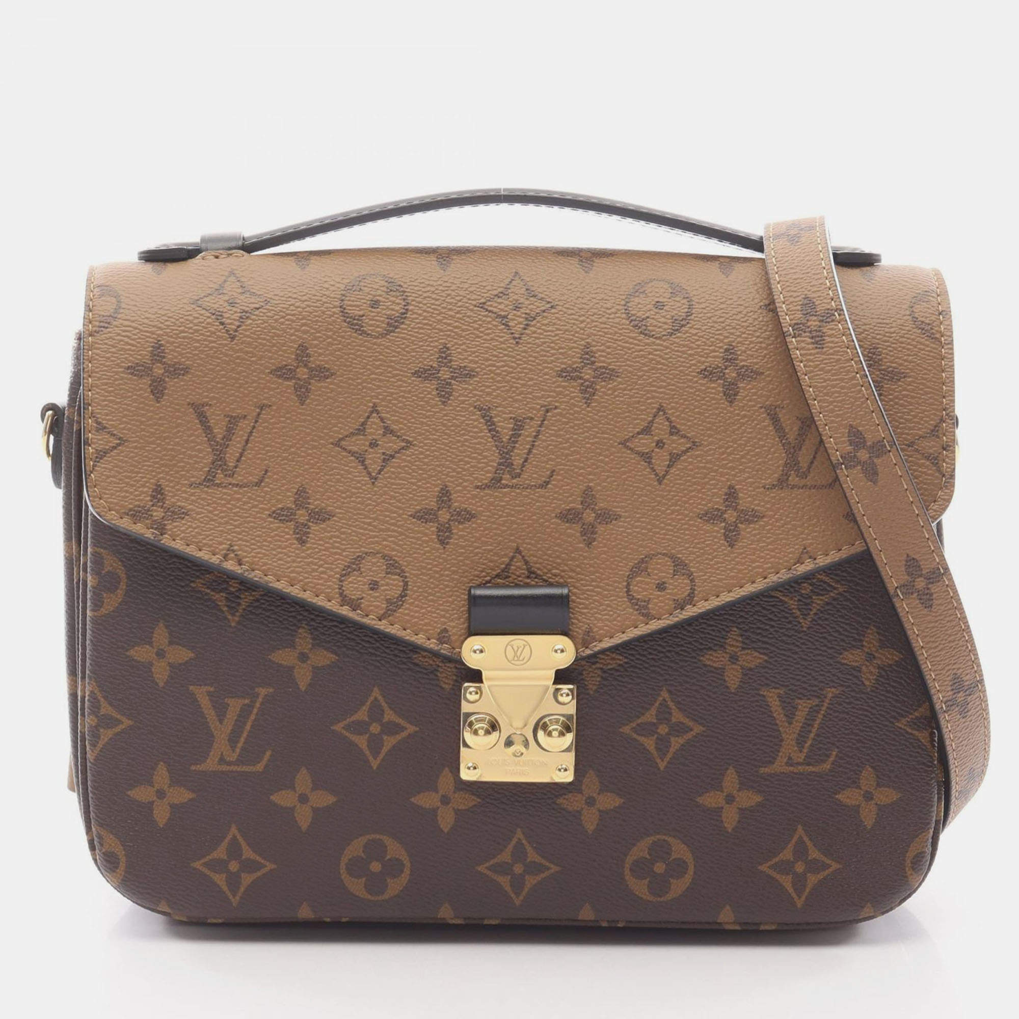 Pre Owned Louis Vuitton Metis Brown Monogram Canvas Shoulder Bag