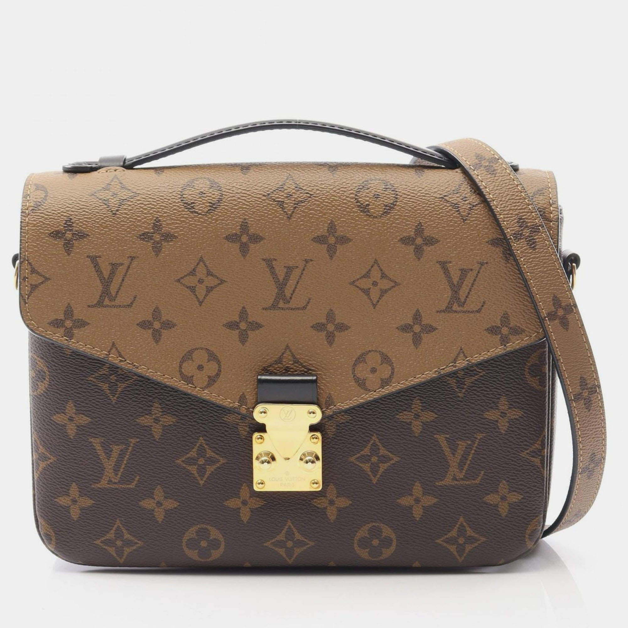 Pre Owned Louis Vuitton Metis Brown Canvas Shoulder Bag