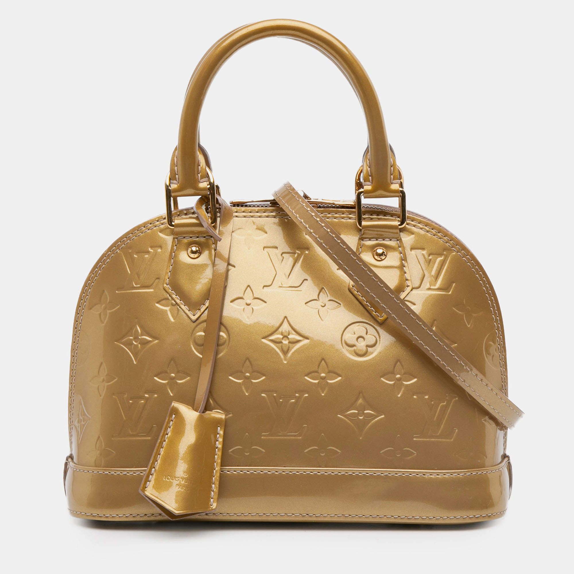 Pre Owned Louis Vuitton Gold Monogram Vernis Alma BB