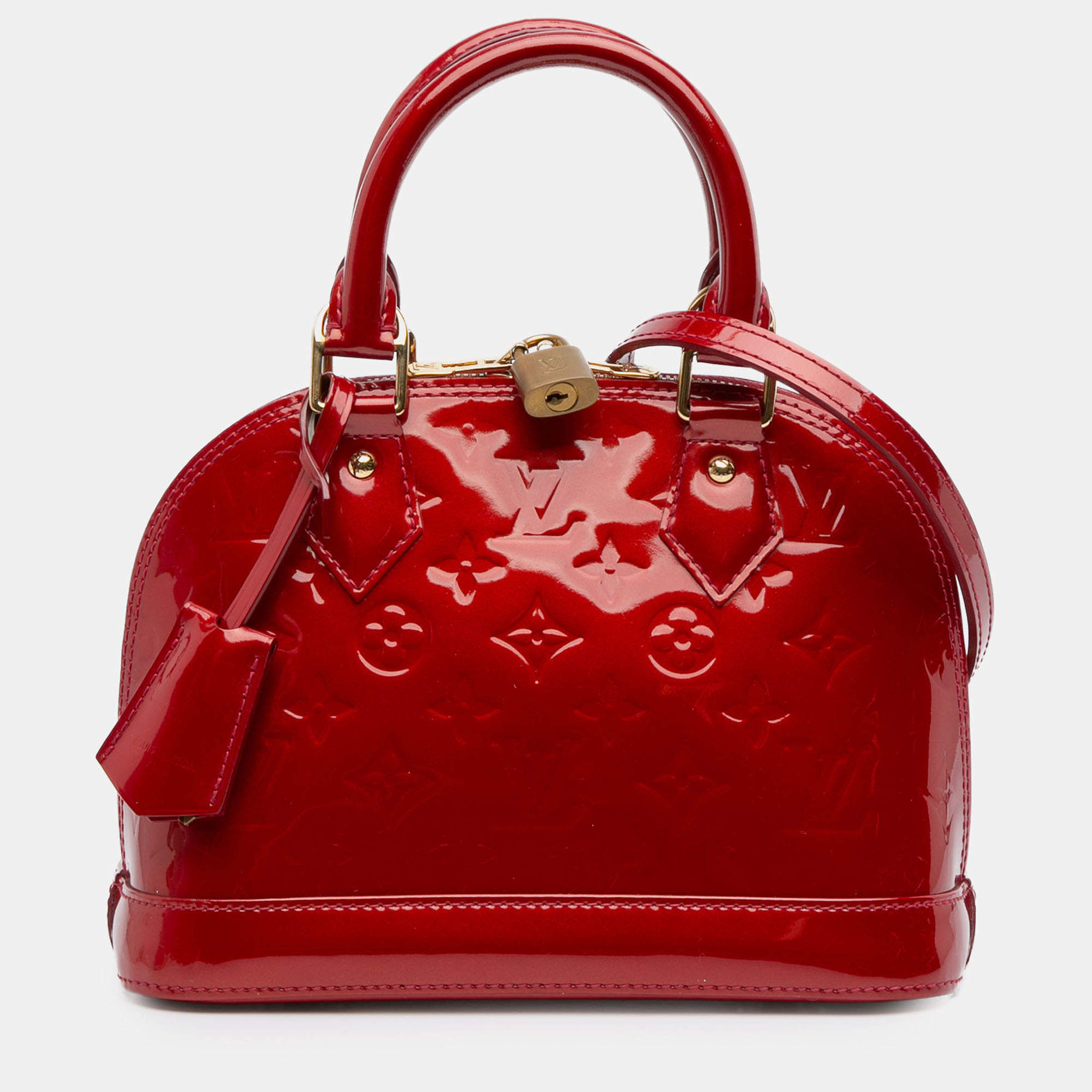 Pre Owned Louis Vuitton Red Monogram Vernis Alma BB