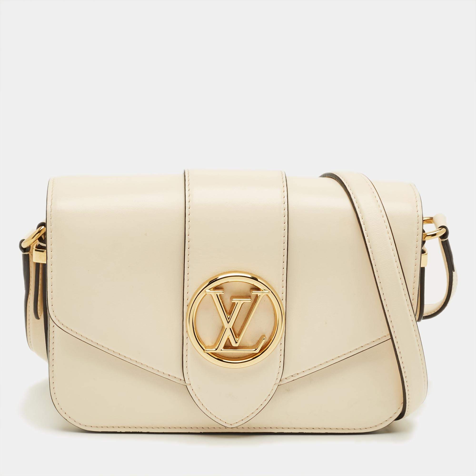 Pre Owned Louis Vuitton Cream Leather LV Pont 9 Bag