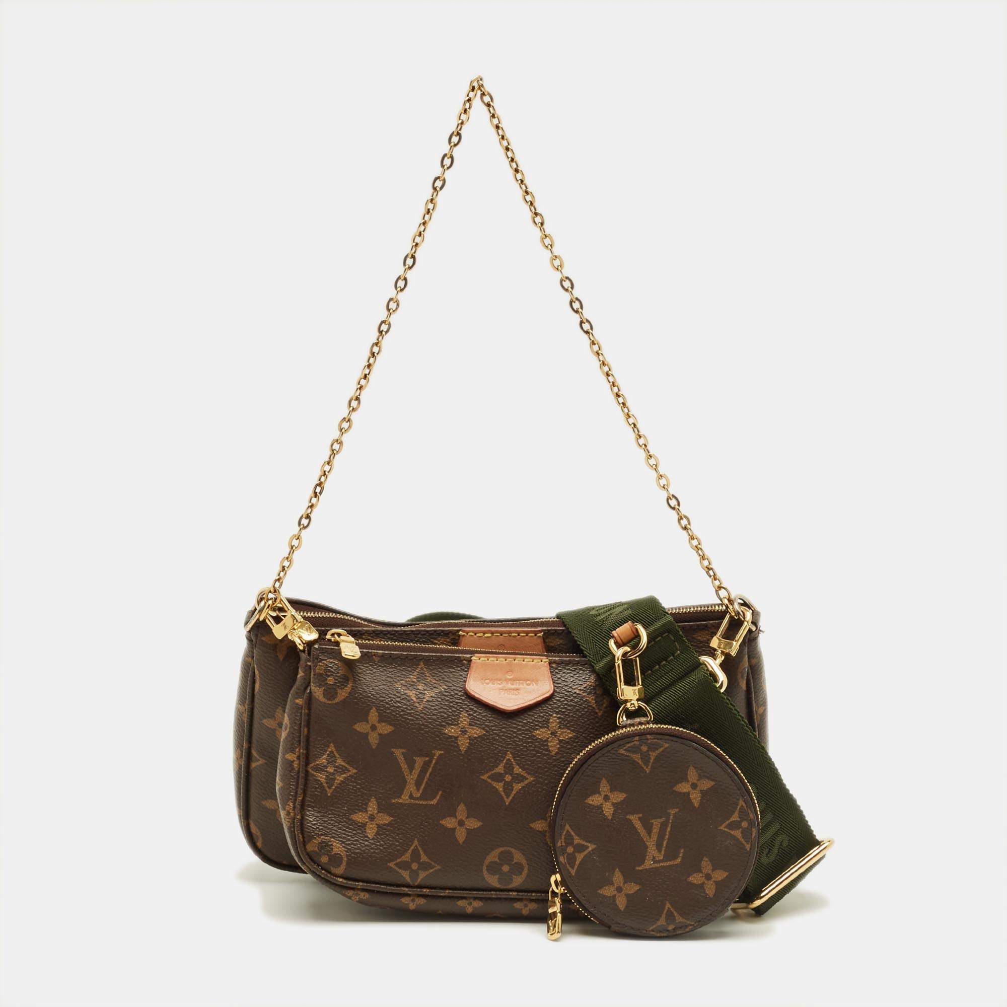 Pre Owned Louis Vuitton Khaki Monogram Canvas Multi Pochette Accessories Bag