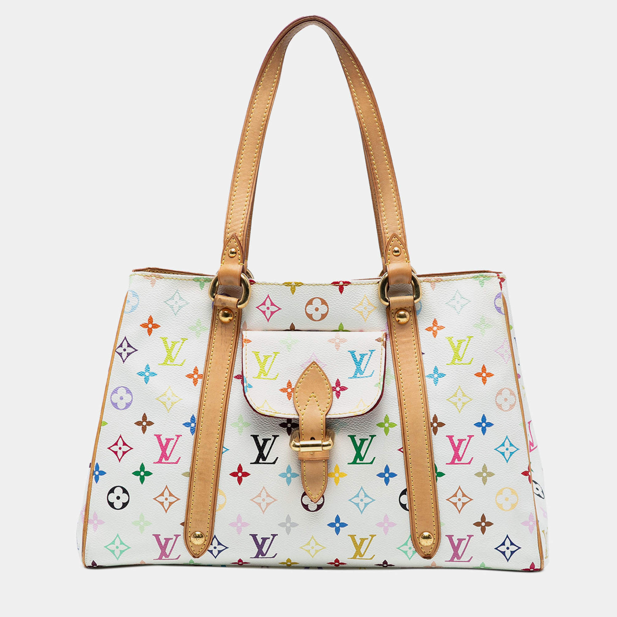 Pre Owned Louis Vuitton White Monogram Multicolore Aurelia MM