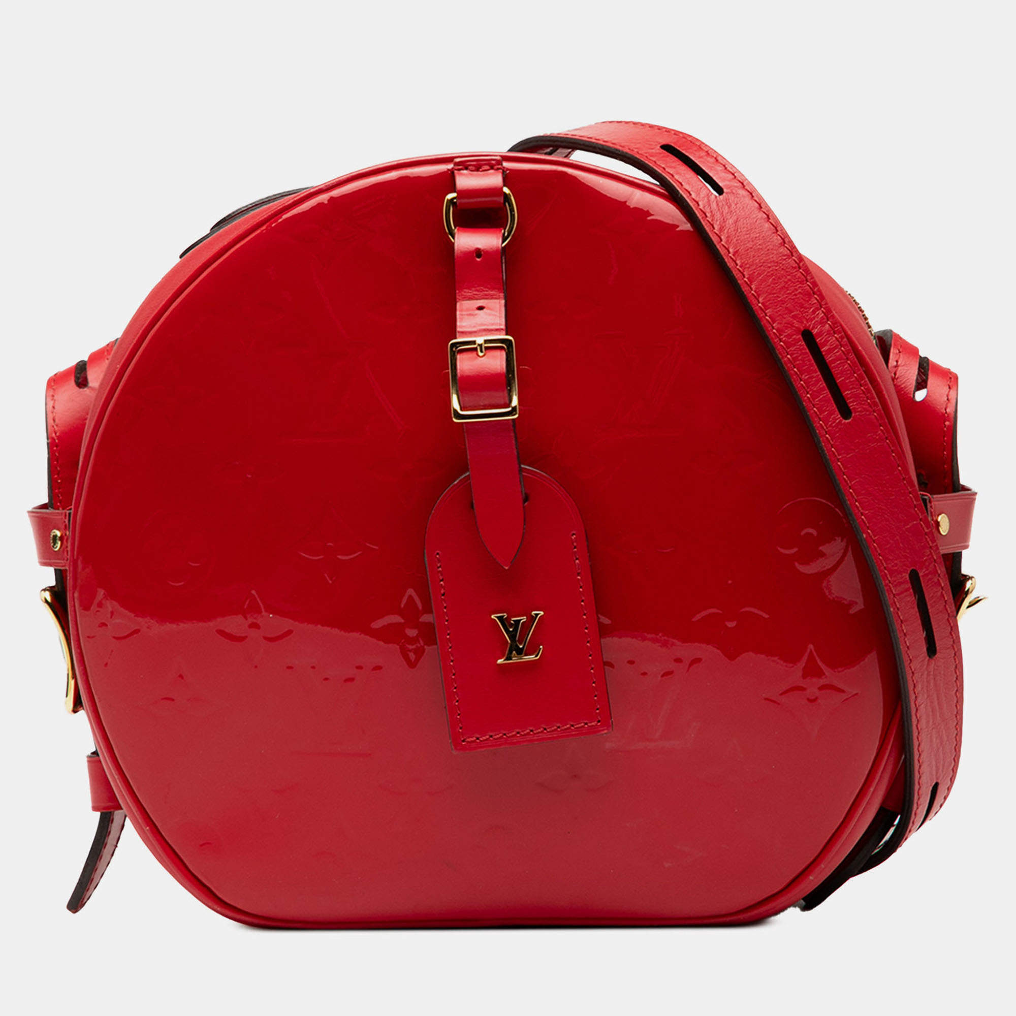 Pre Owned Louis Vuitton Red Monogram Vernis Boite Chapeau Souple PM